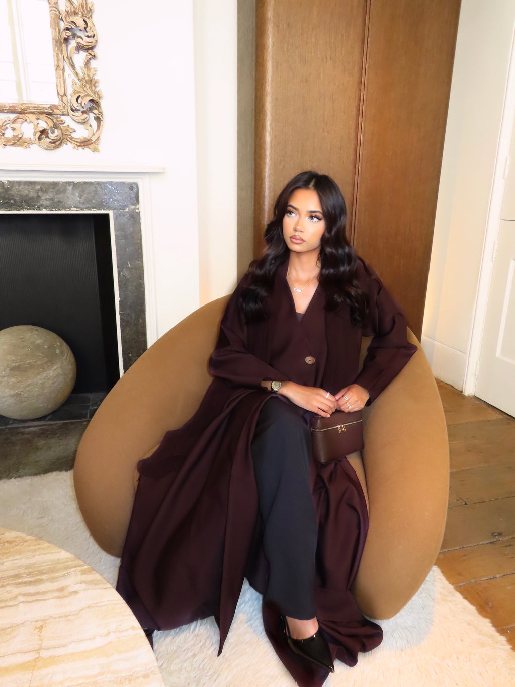 Darkest Brown Abaya Coat & Hijab