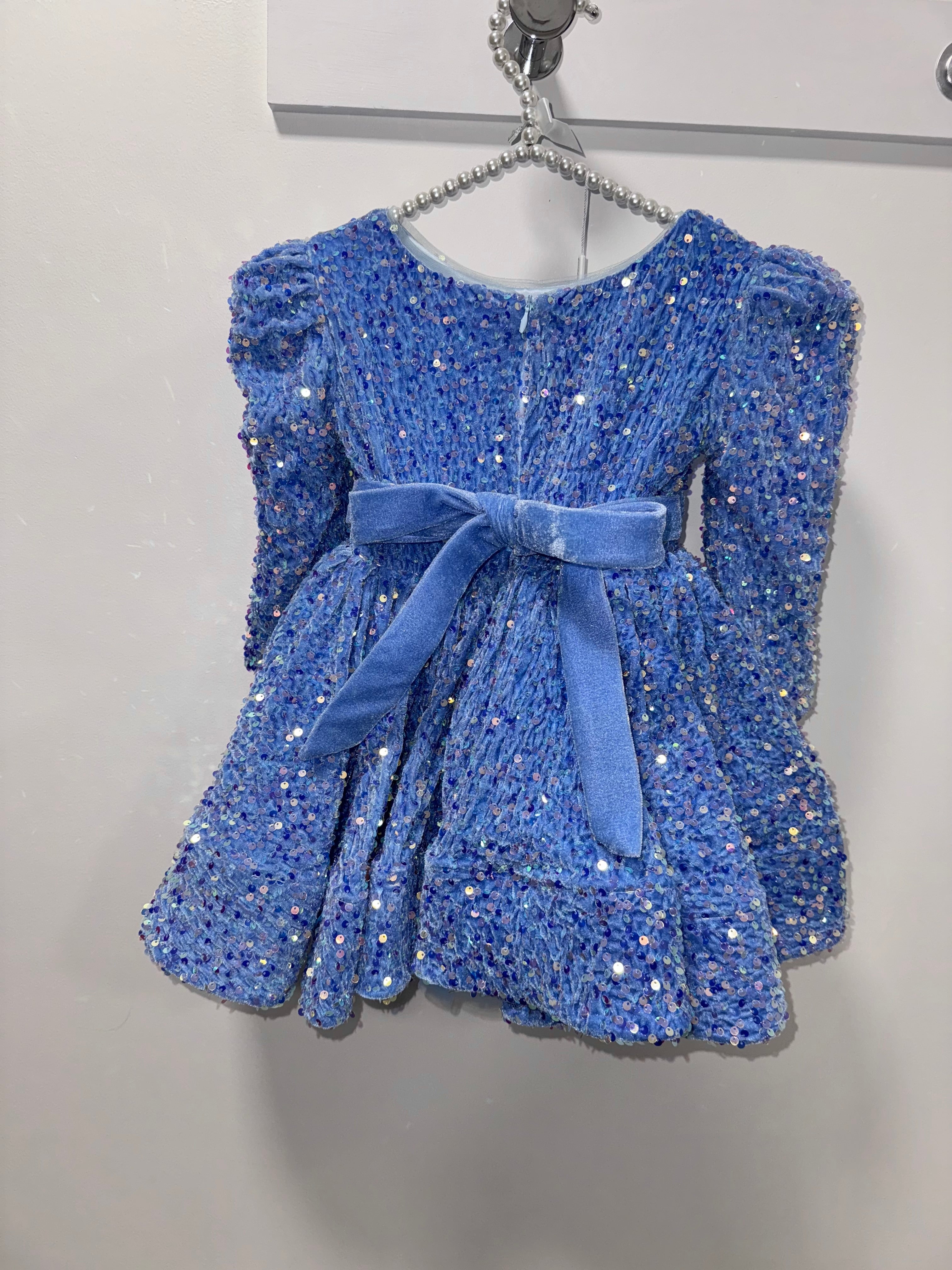 Blue velour sequin dress