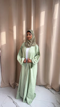 Load image into Gallery viewer, Pure linen Sage Green Abaya Set

