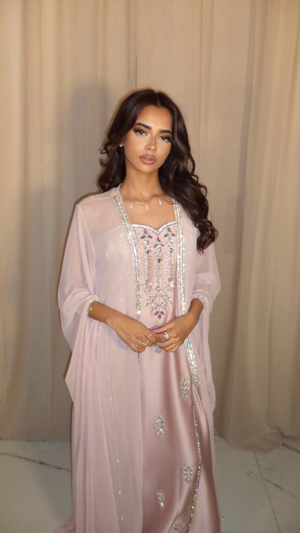 Dusty Pink Corset Emirati Dress