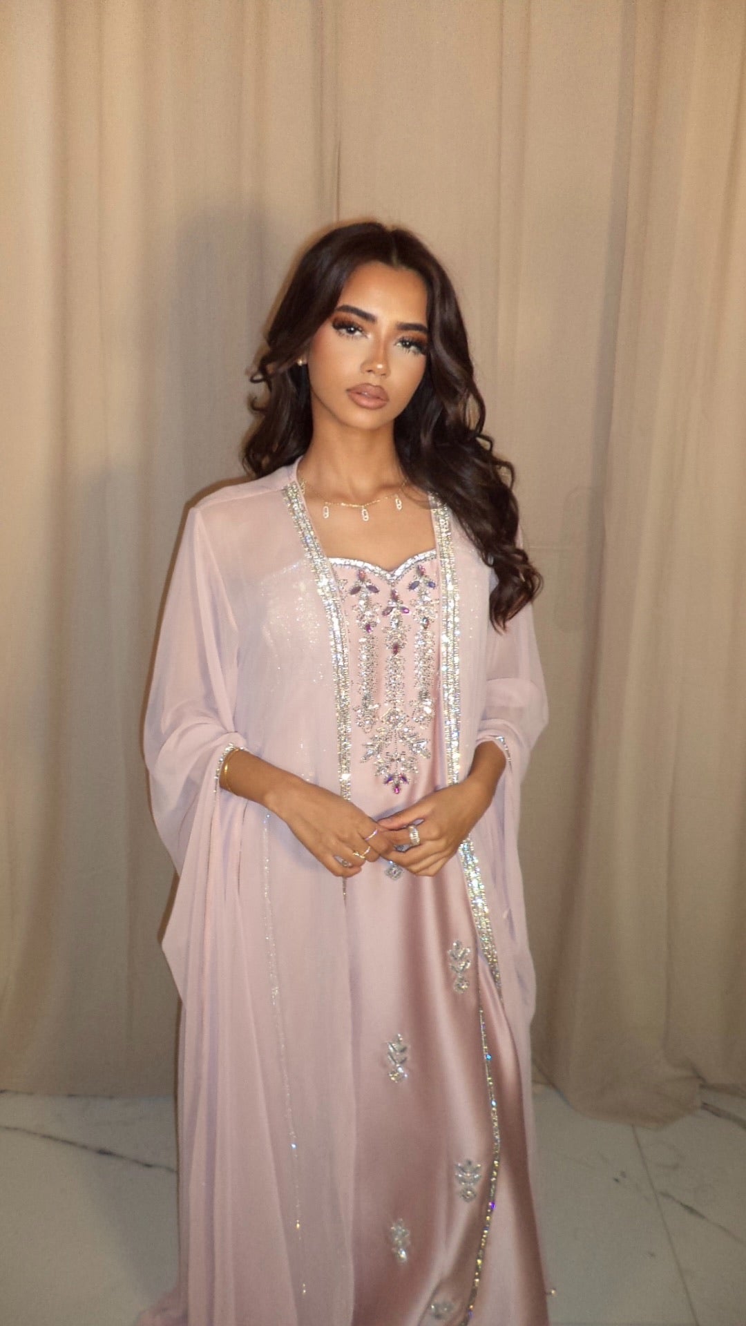 Dusty Pink Corset Emirati Dress