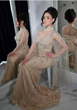 Load image into Gallery viewer, Nude cape sleeve dress
