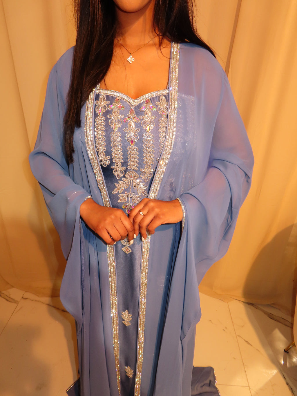 VIP Dusty Blue Emirati Dress
