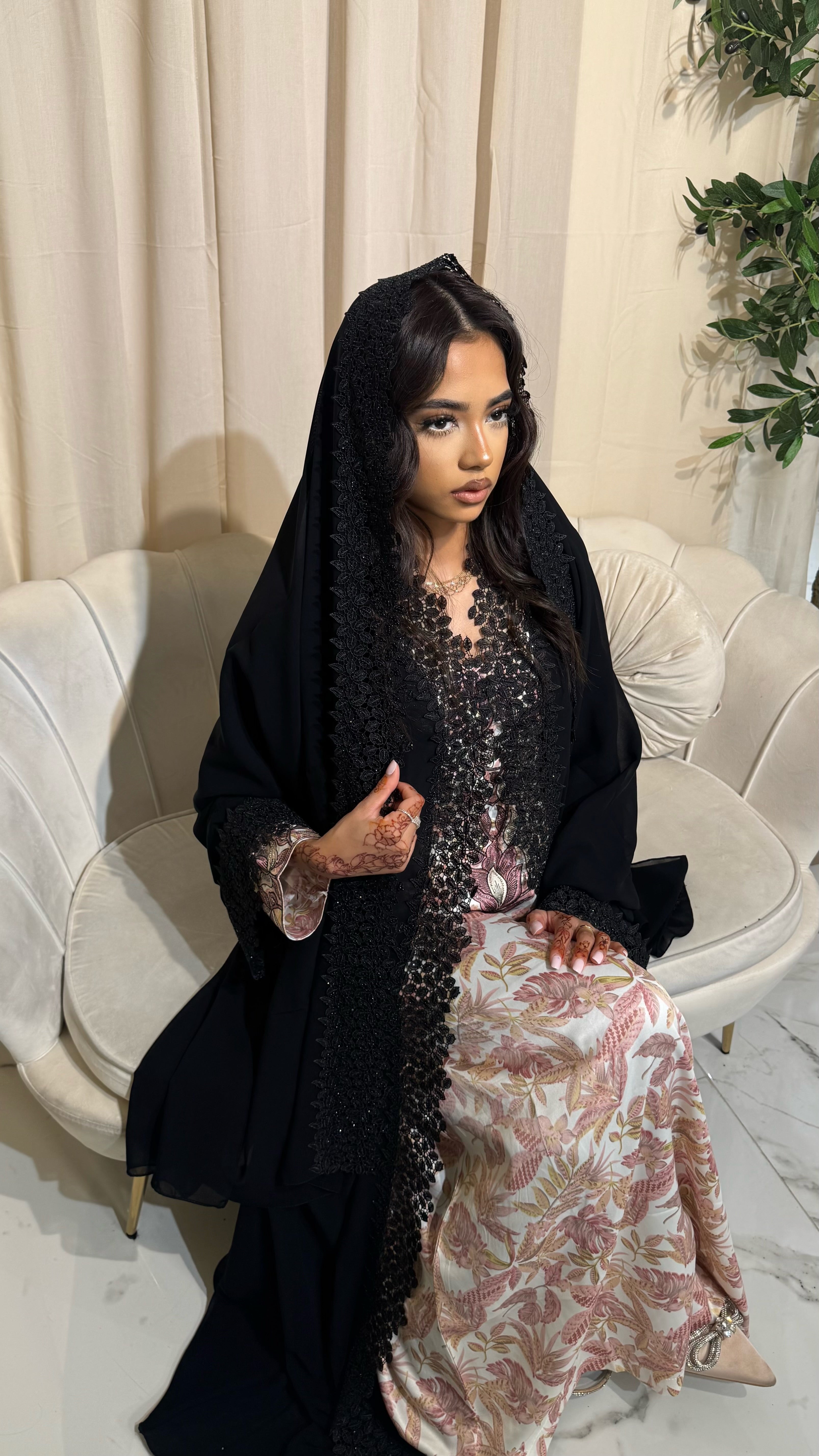 Petals Double Chiffon Abaya & Lace Hijab