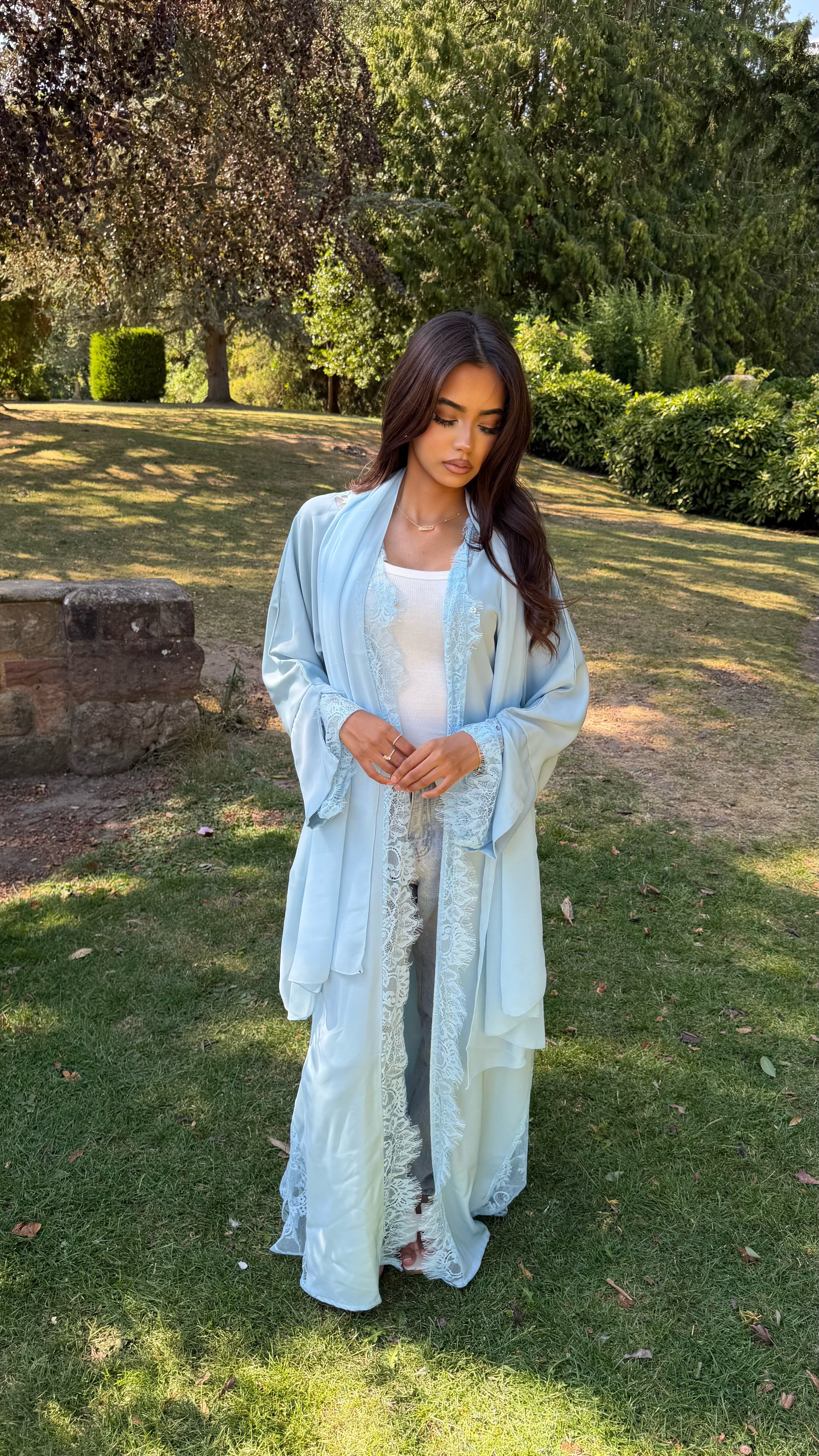 Baby Blue Lace Abaya