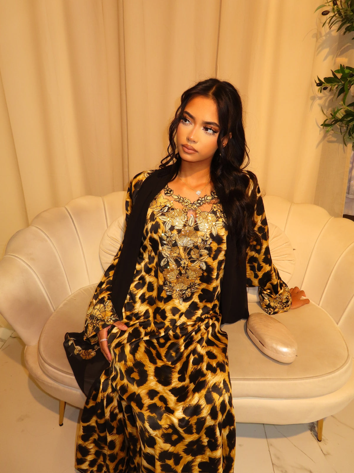 Gold Cut Out Leopard Print Makhawer & Sheila