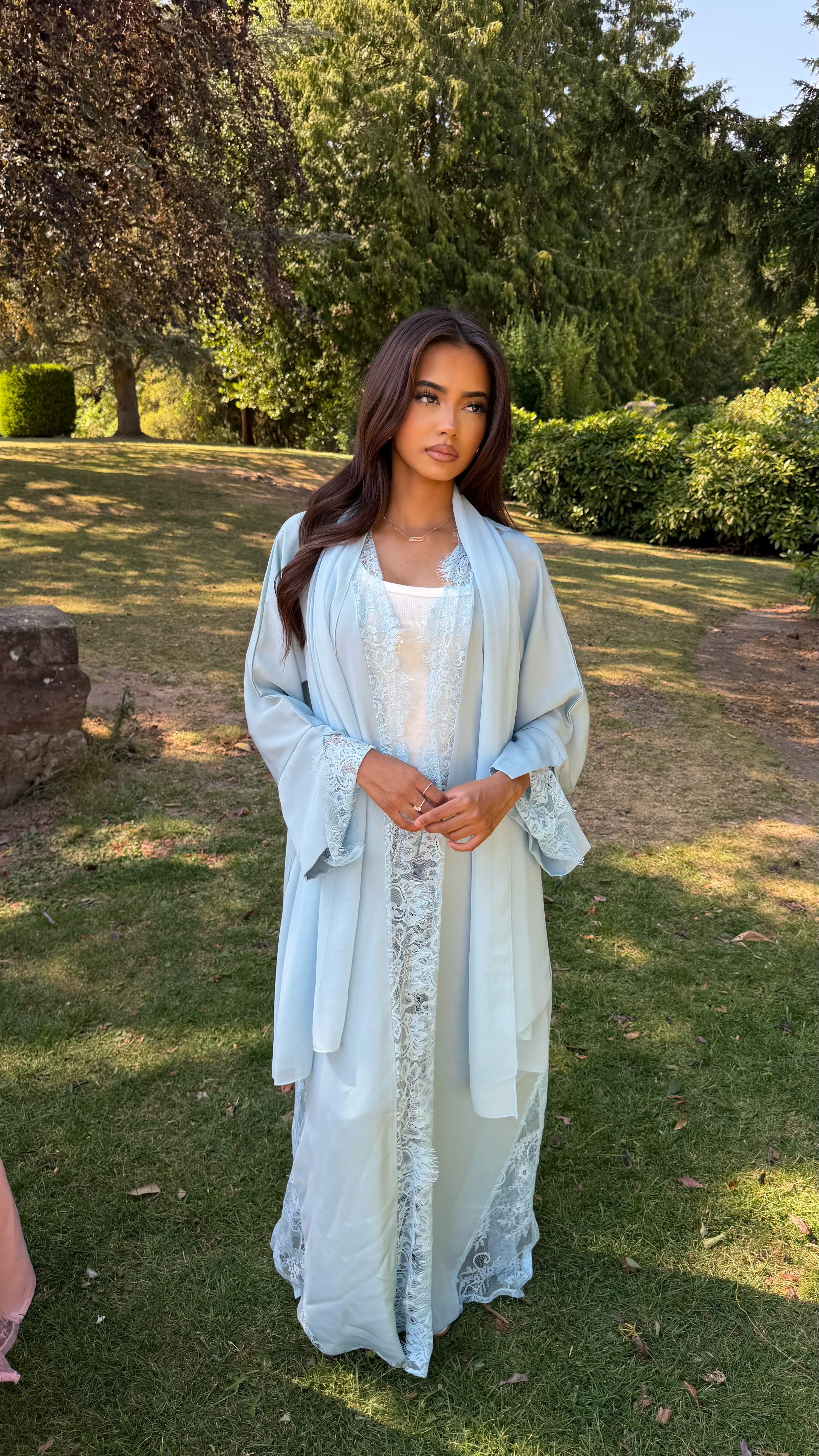 Baby Blue Lace Abaya