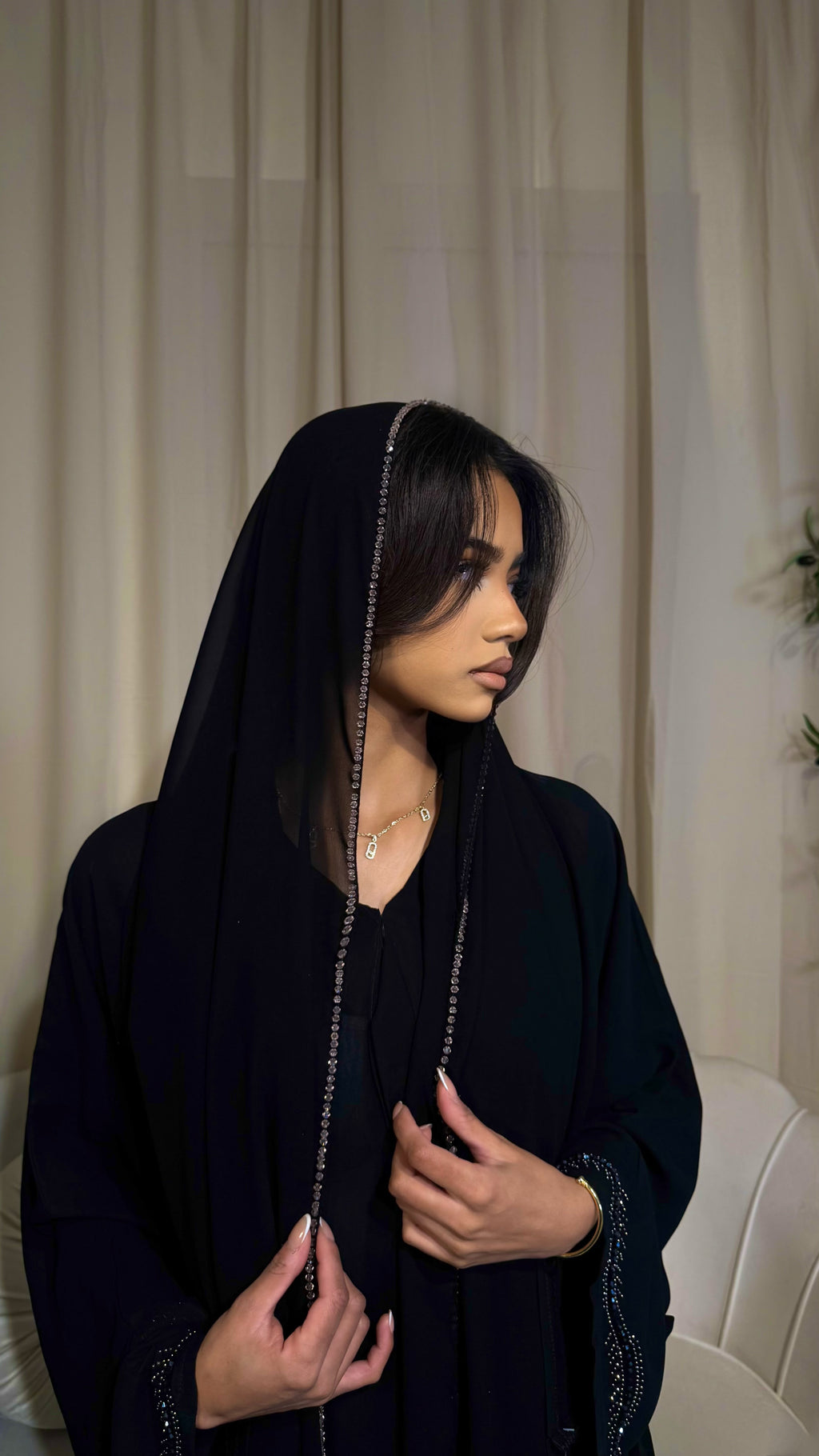 Baby Pink Crystal Chiffon Hijab