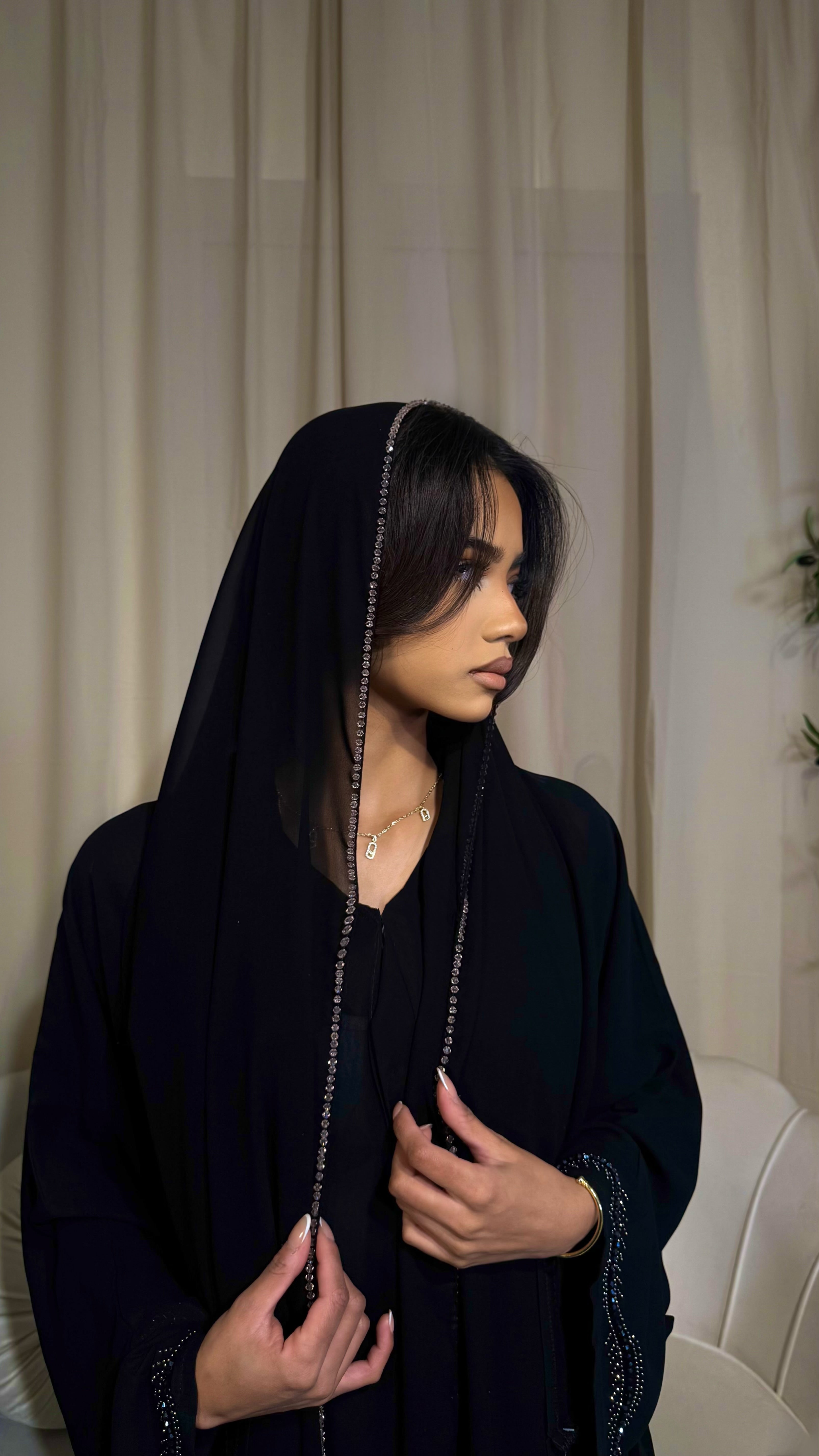 Baby Pink Crystal Chiffon Hijab