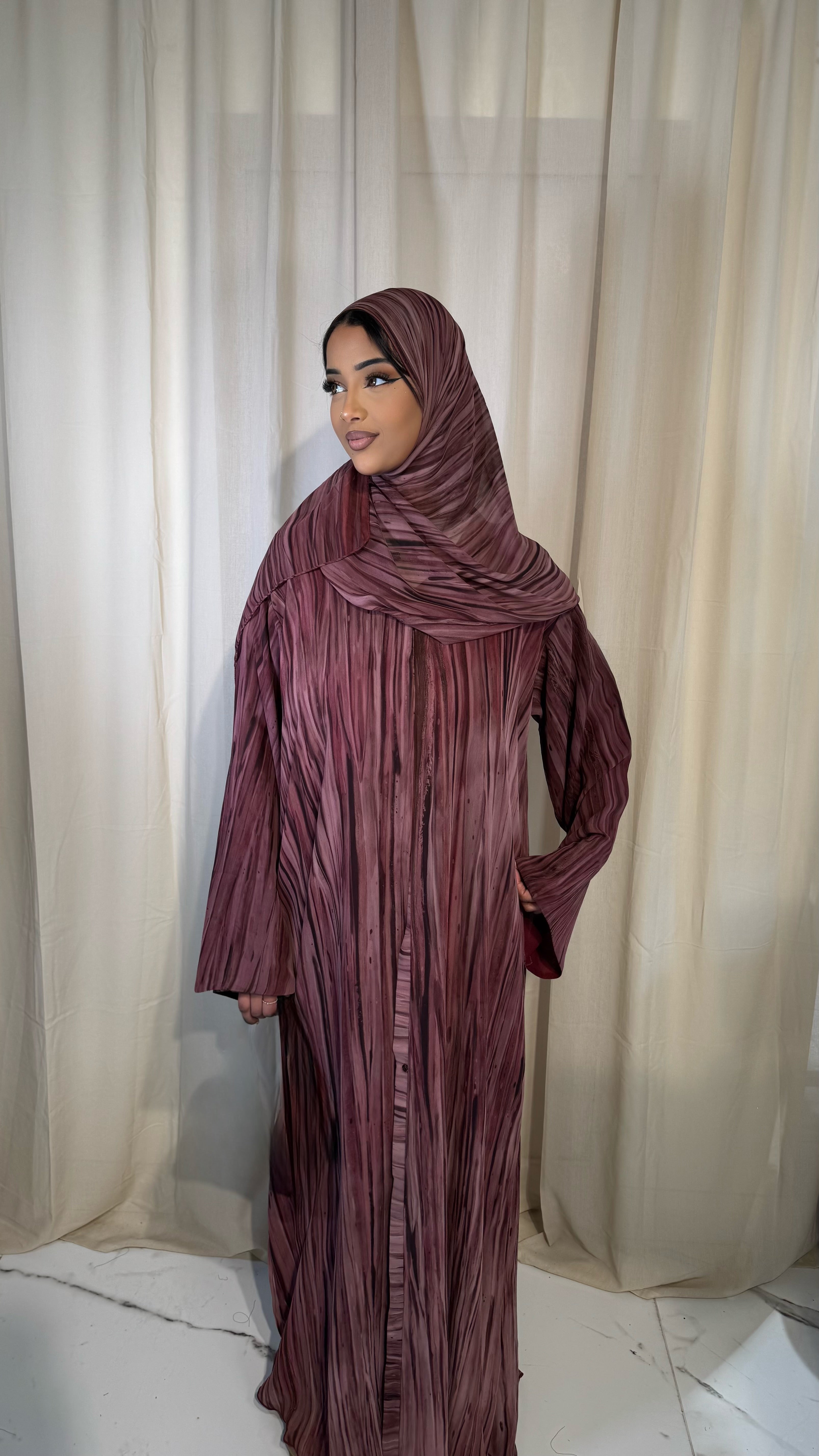 Burgundy Chiffon Abaya & Hijab