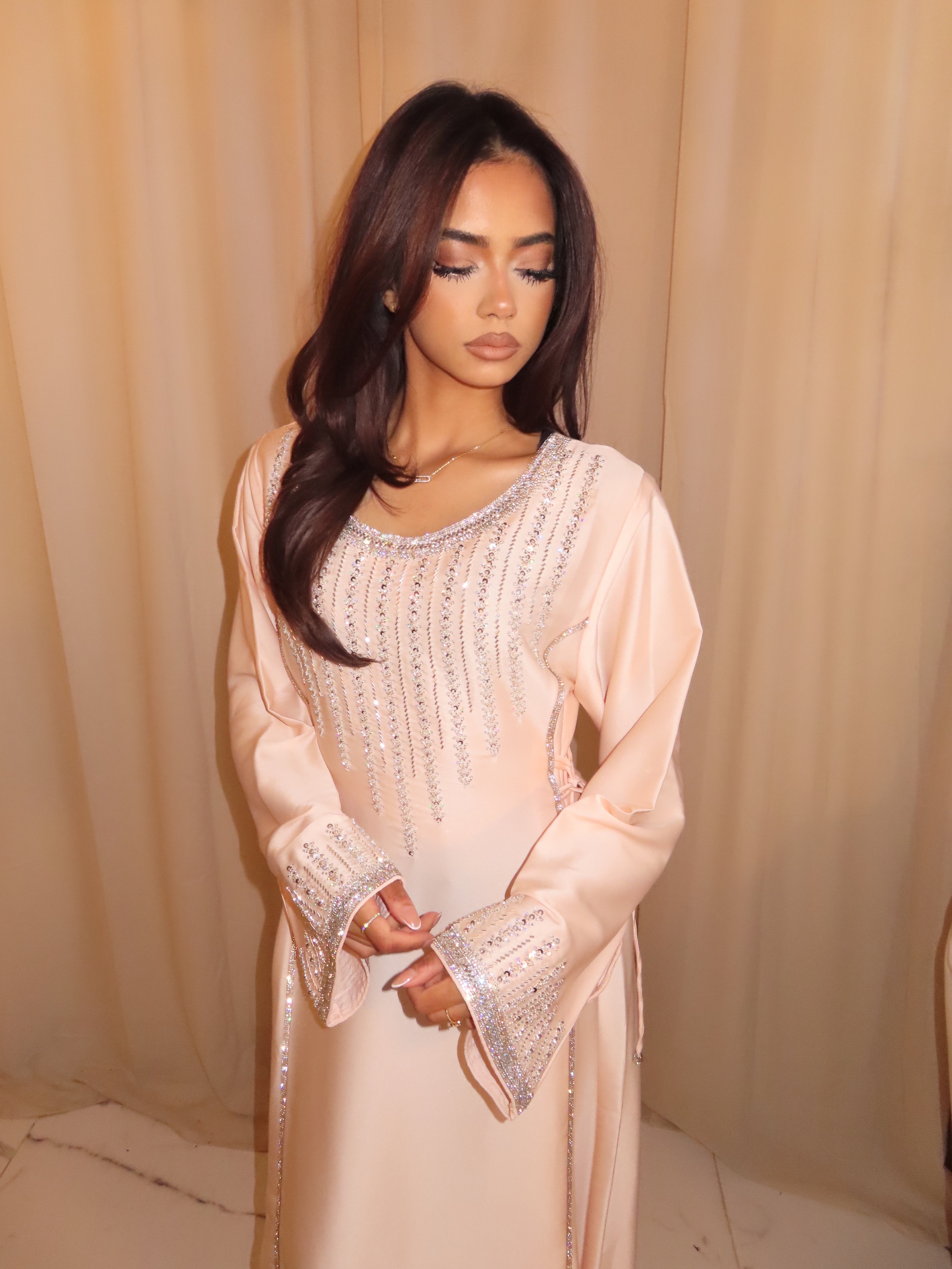 *VIP*Light Pink Corset Emirati Dress