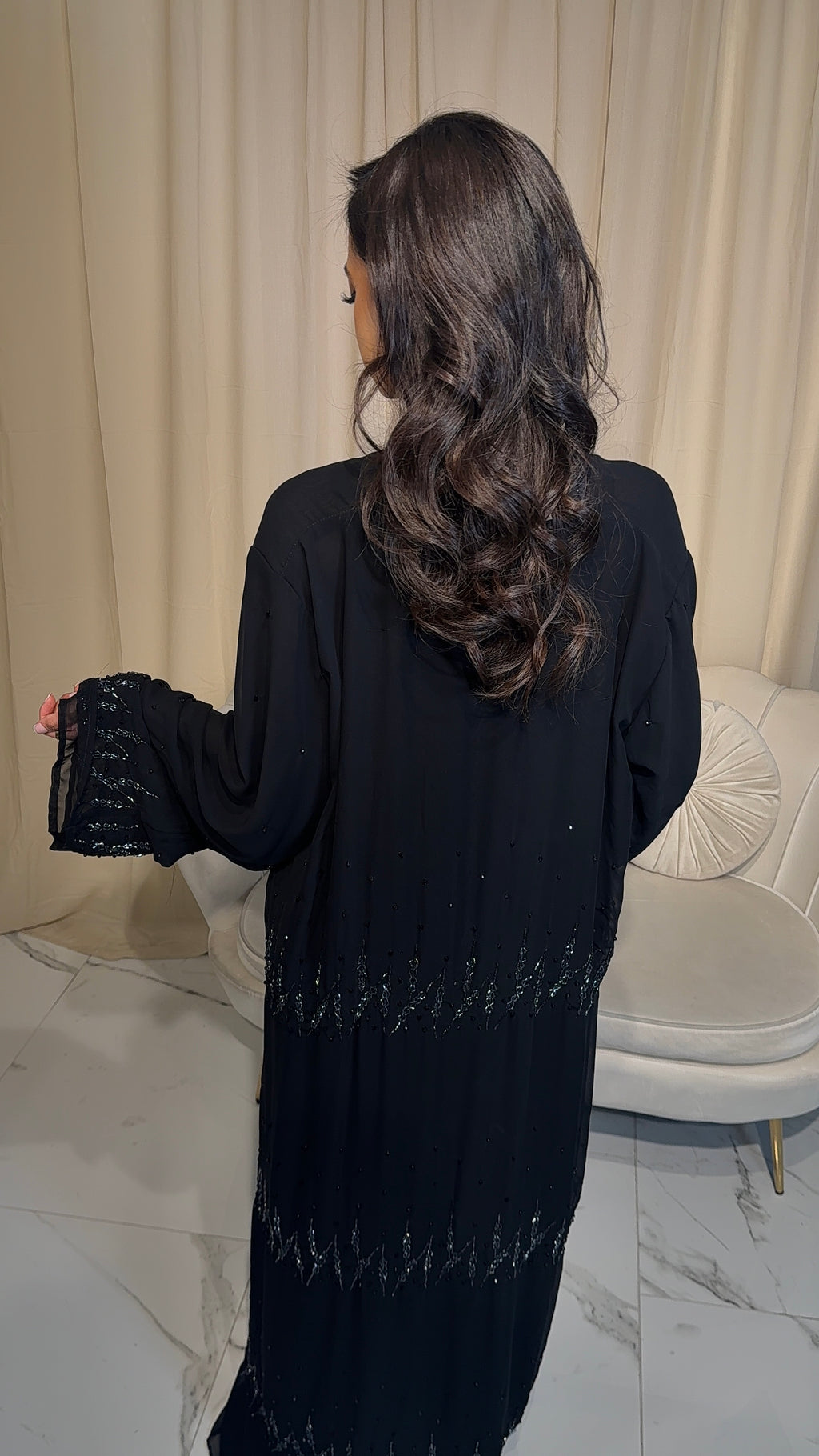 Midnight Silver Double Chiffon Abaya & Hijab