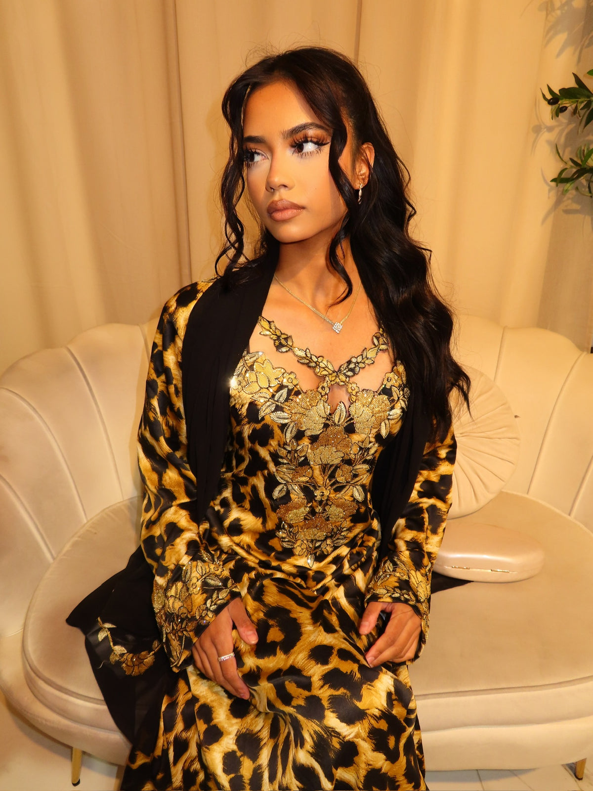 Gold Cut Out Leopard Print Makhawer & Sheila