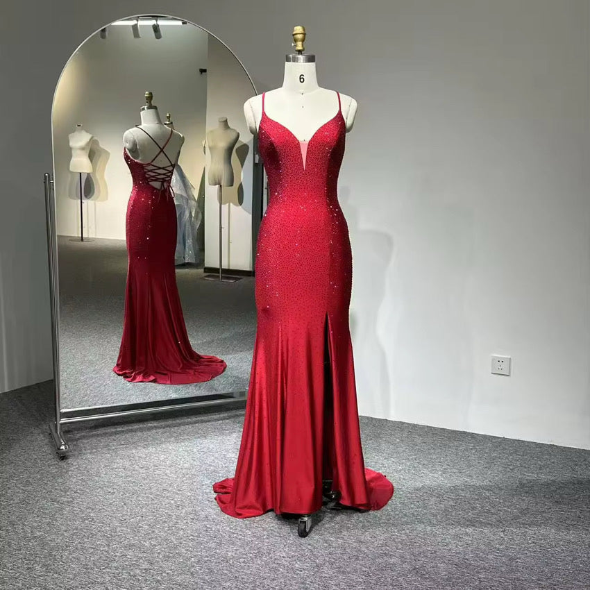 Red  rhinestone dress