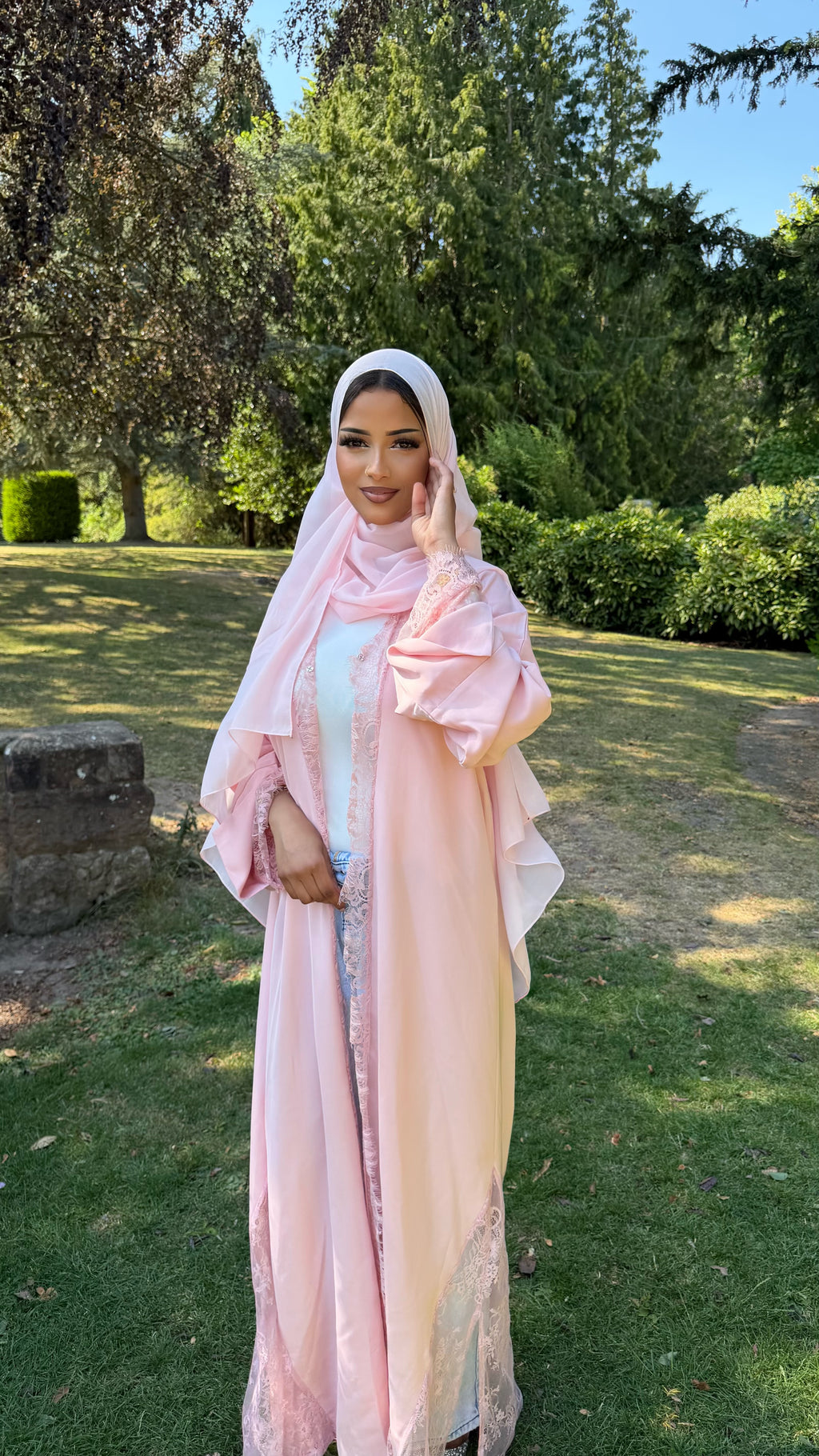 Baby Pink Lace Abaya