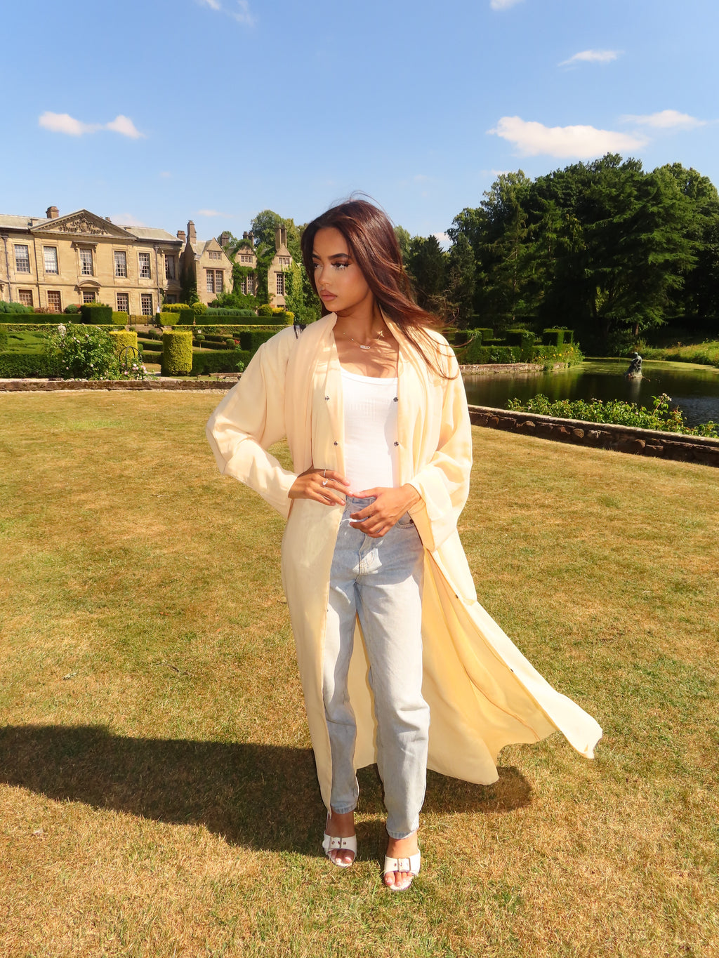 Butter Yellow Double Chiffon Abaya