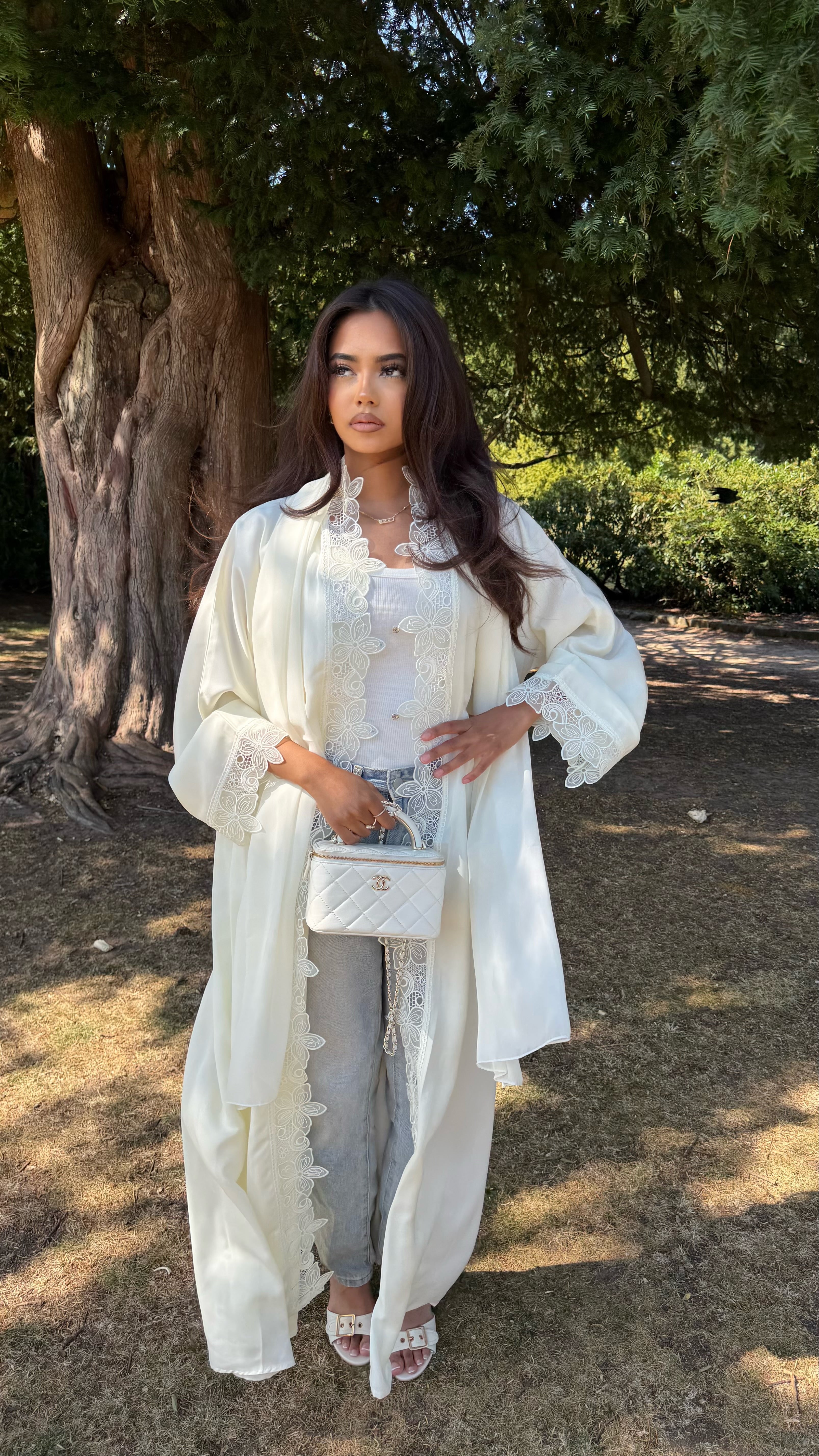 Butter Yellow Flower Lace Abaya