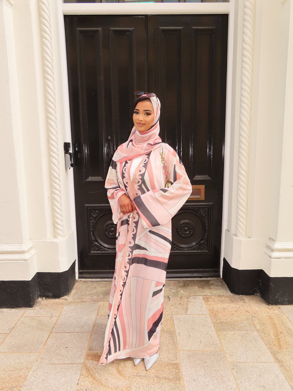Blush Abstract Double Chiffon Abaya & Hijab