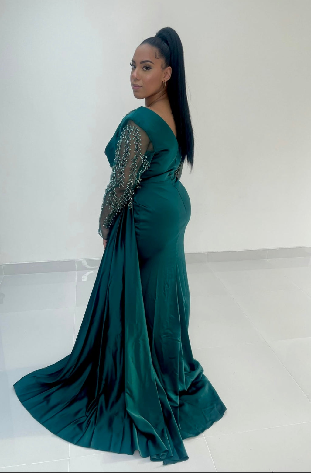 Long sleeve satin Dress