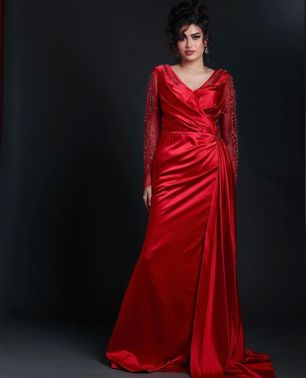Long sleeve satin Dress