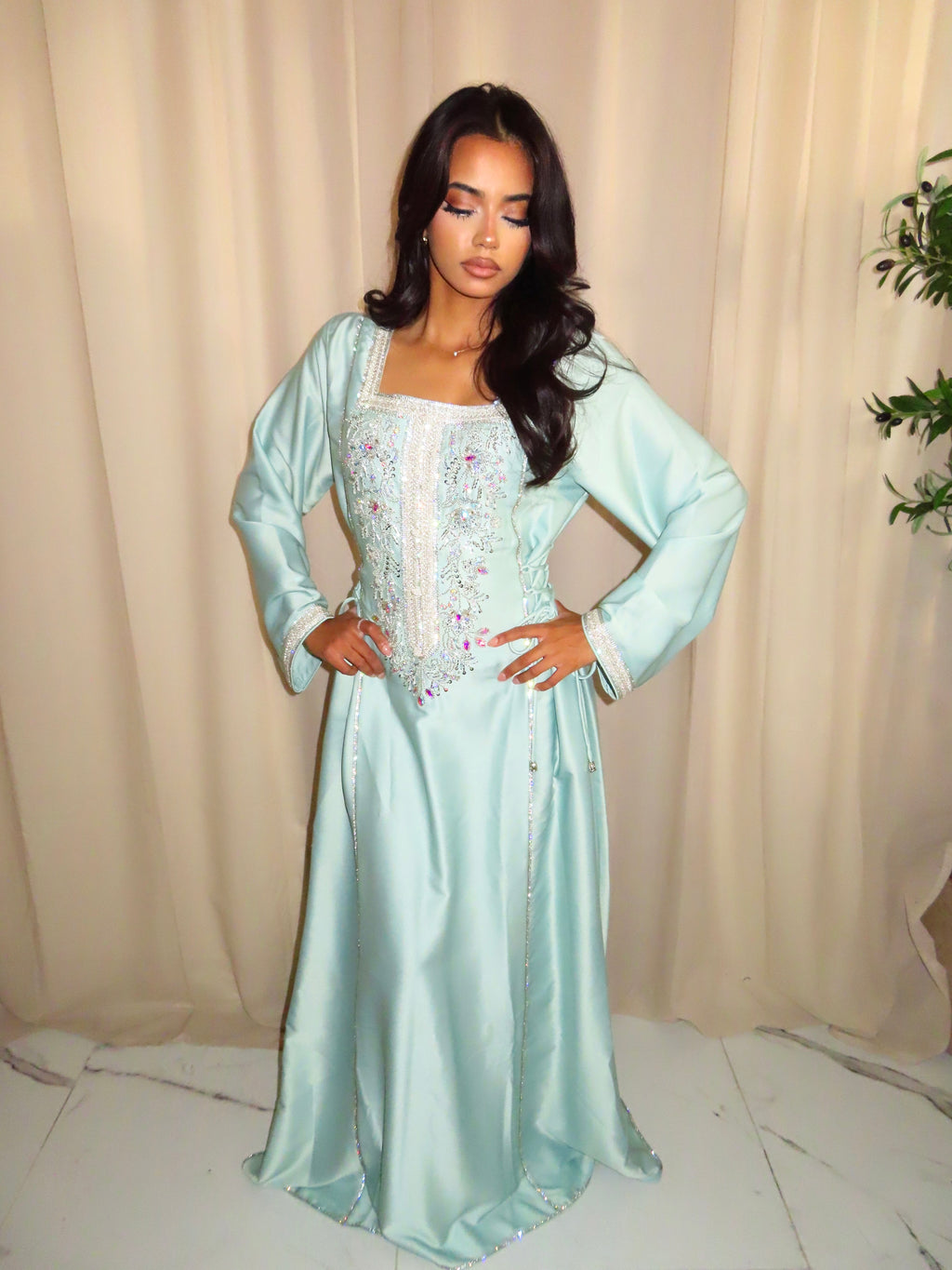 Icy Blue Corset Emirati Dress