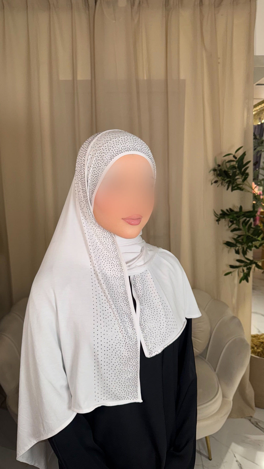 White Embellished Hijab