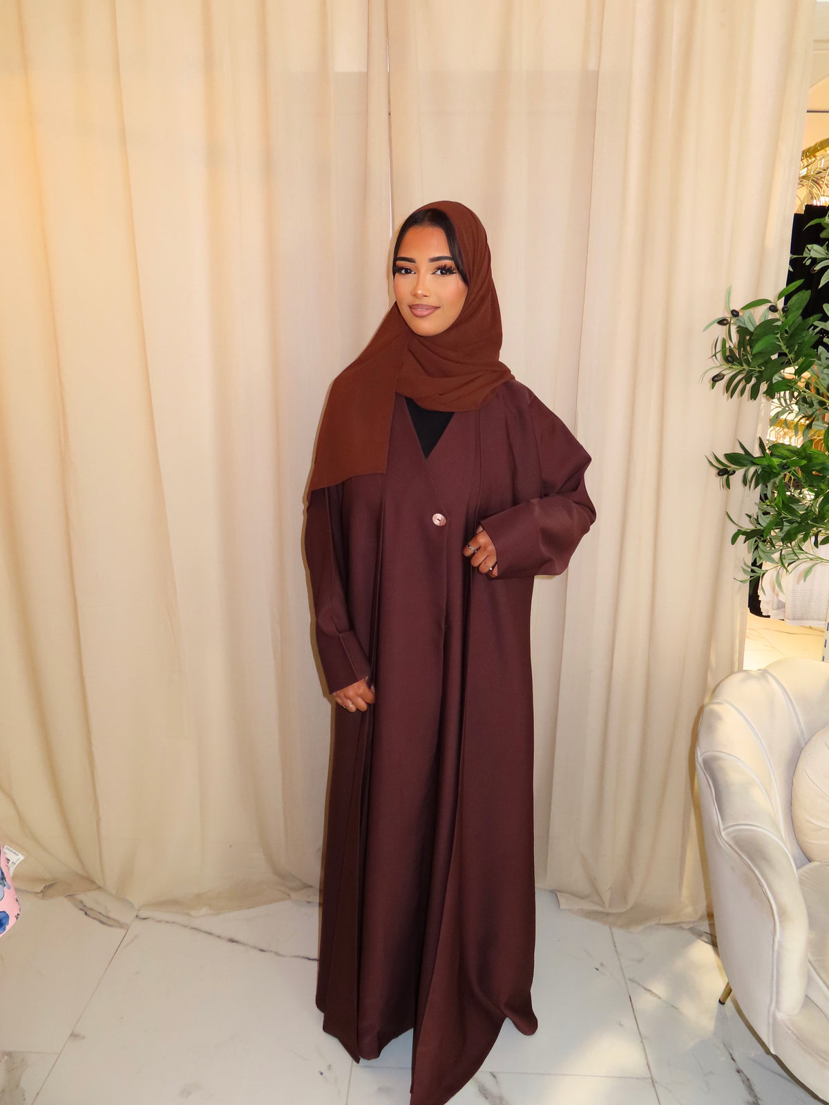 Chocolate Brown Abaya Coat & Hijab