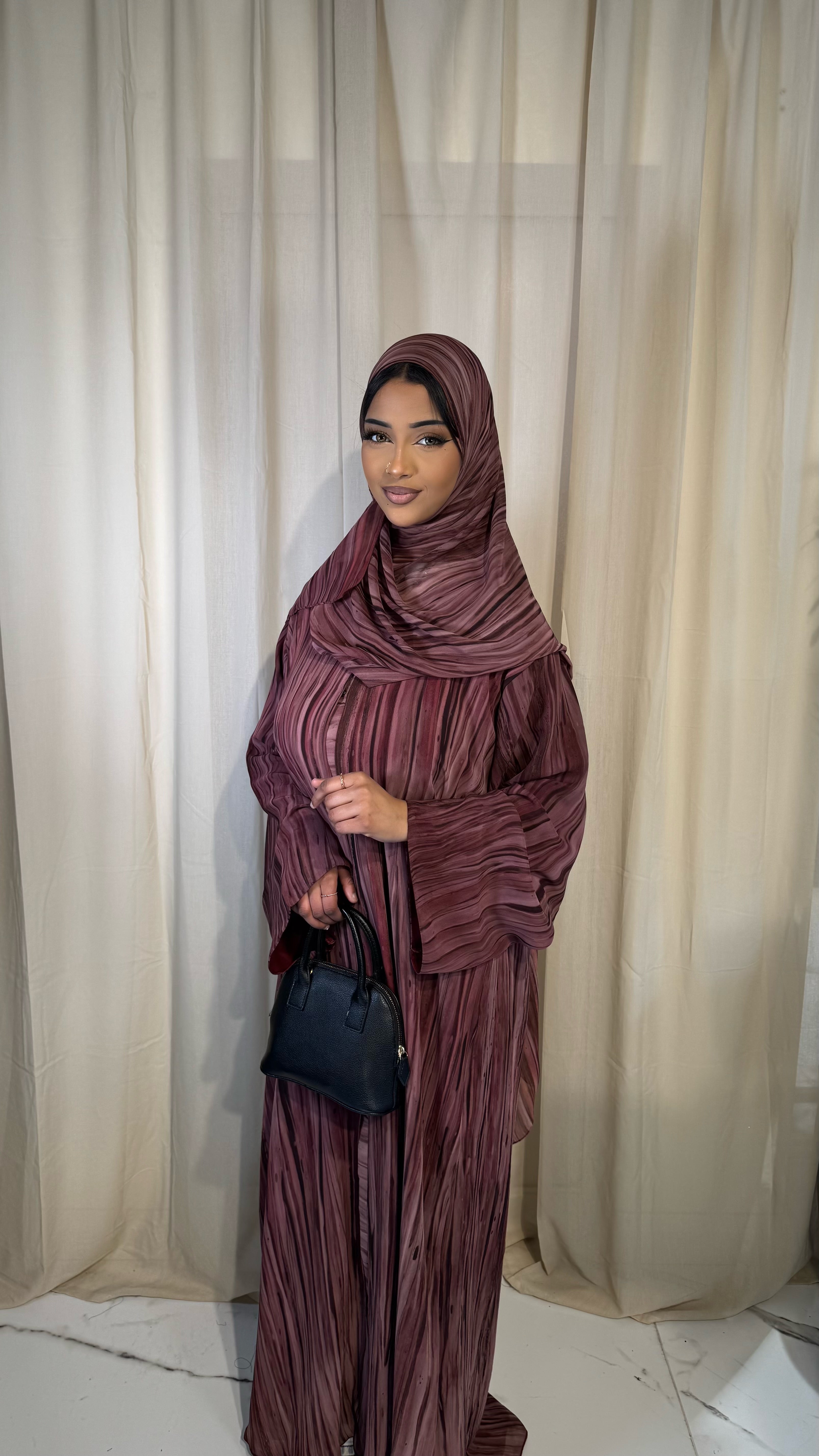 Burgundy Chiffon Abaya & Hijab