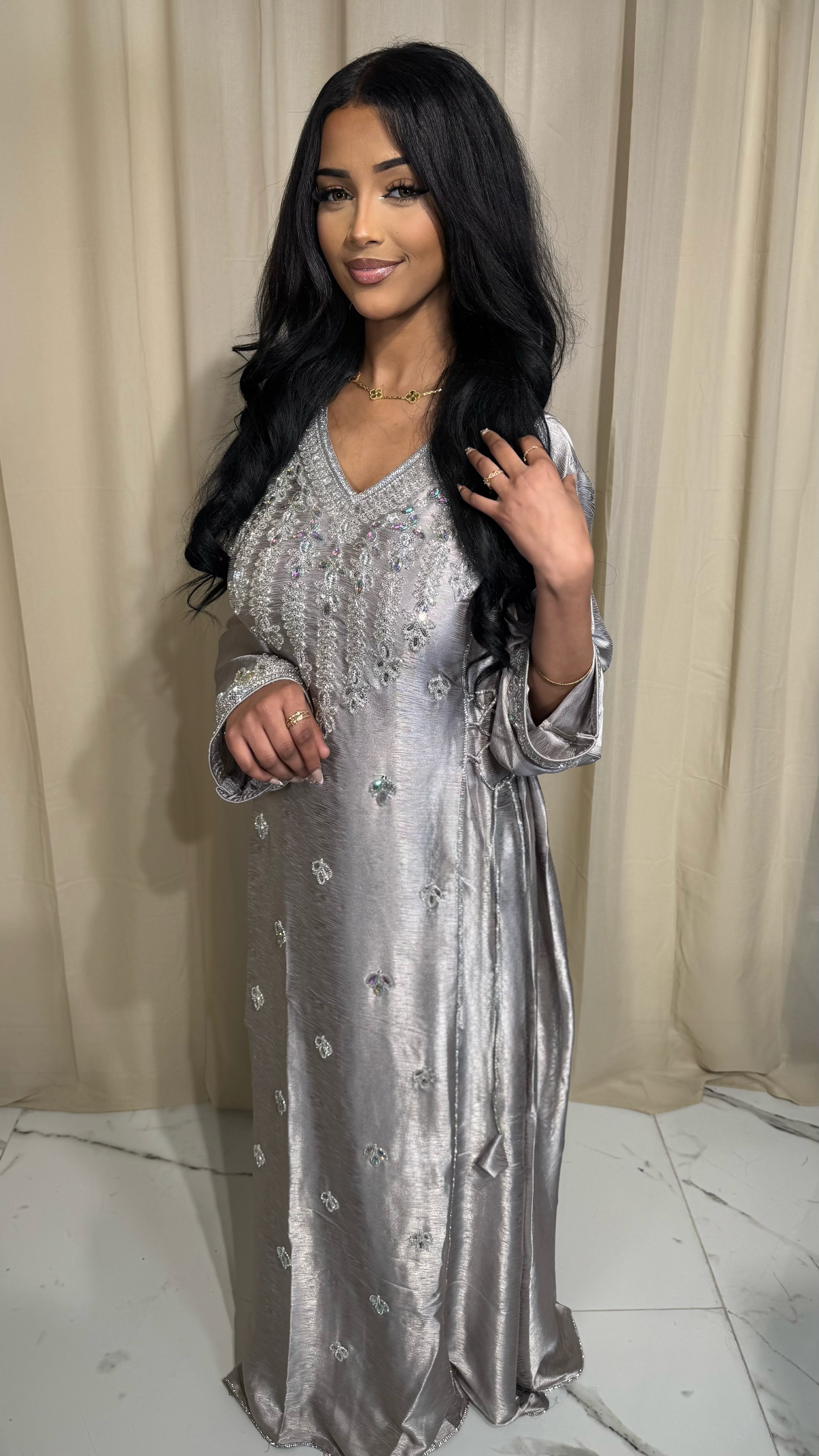 Silver Corset Emirati Dress