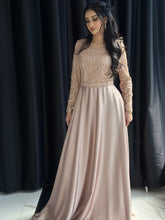 Load image into Gallery viewer, Embellished Gold Satin Dress
