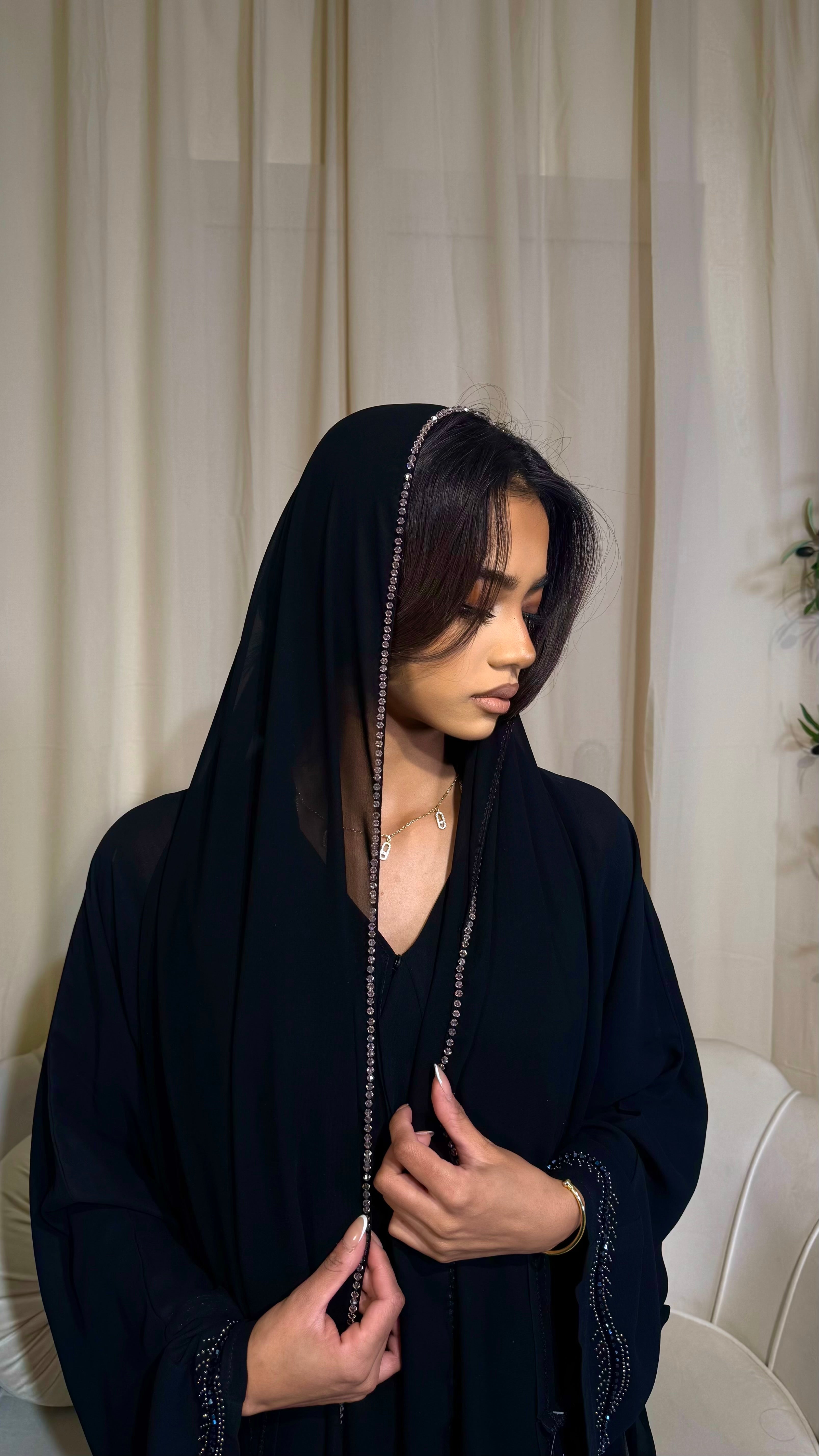 Baby Pink Crystal Chiffon Hijab