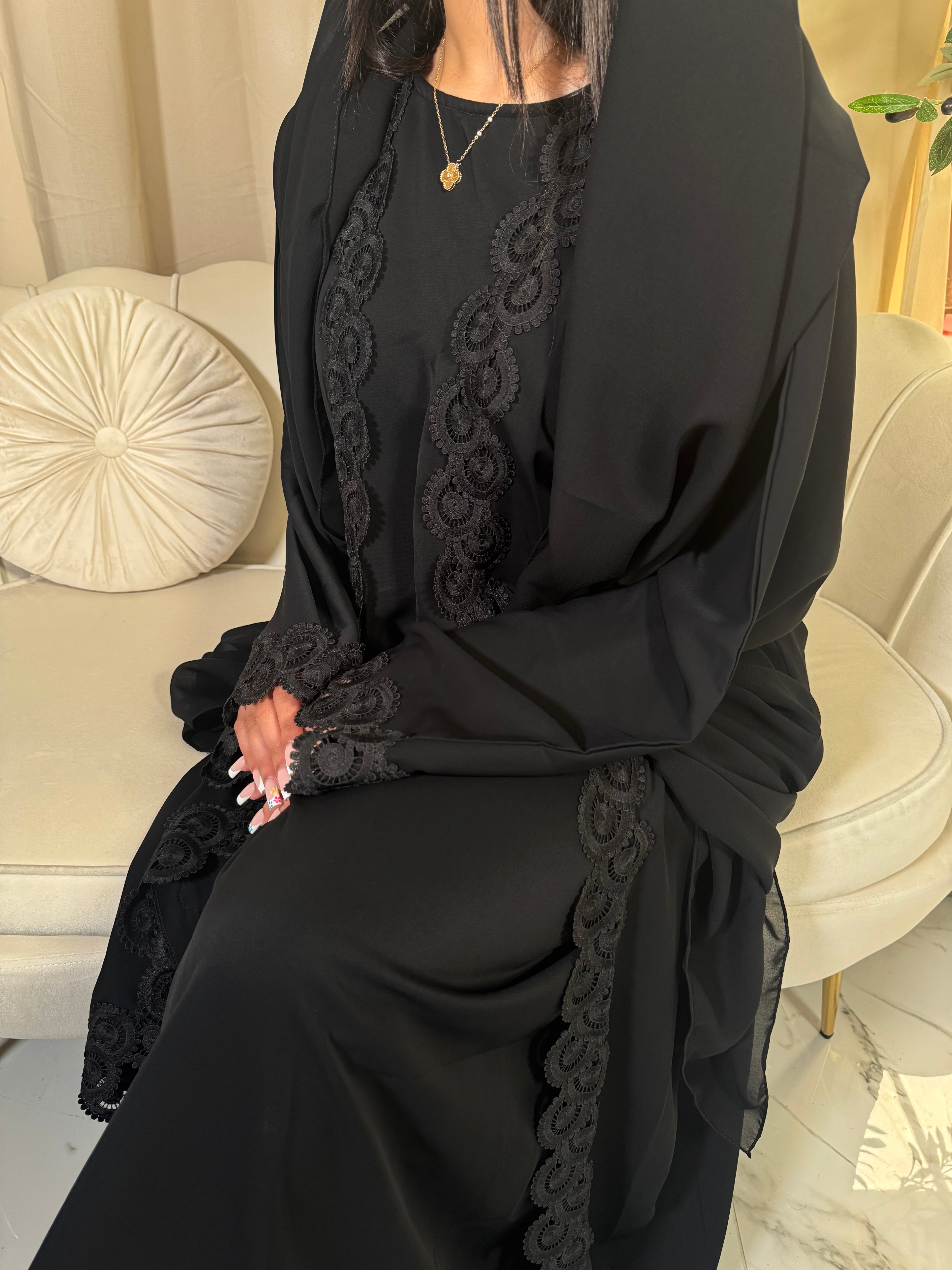 Black 3 Piece Abaya