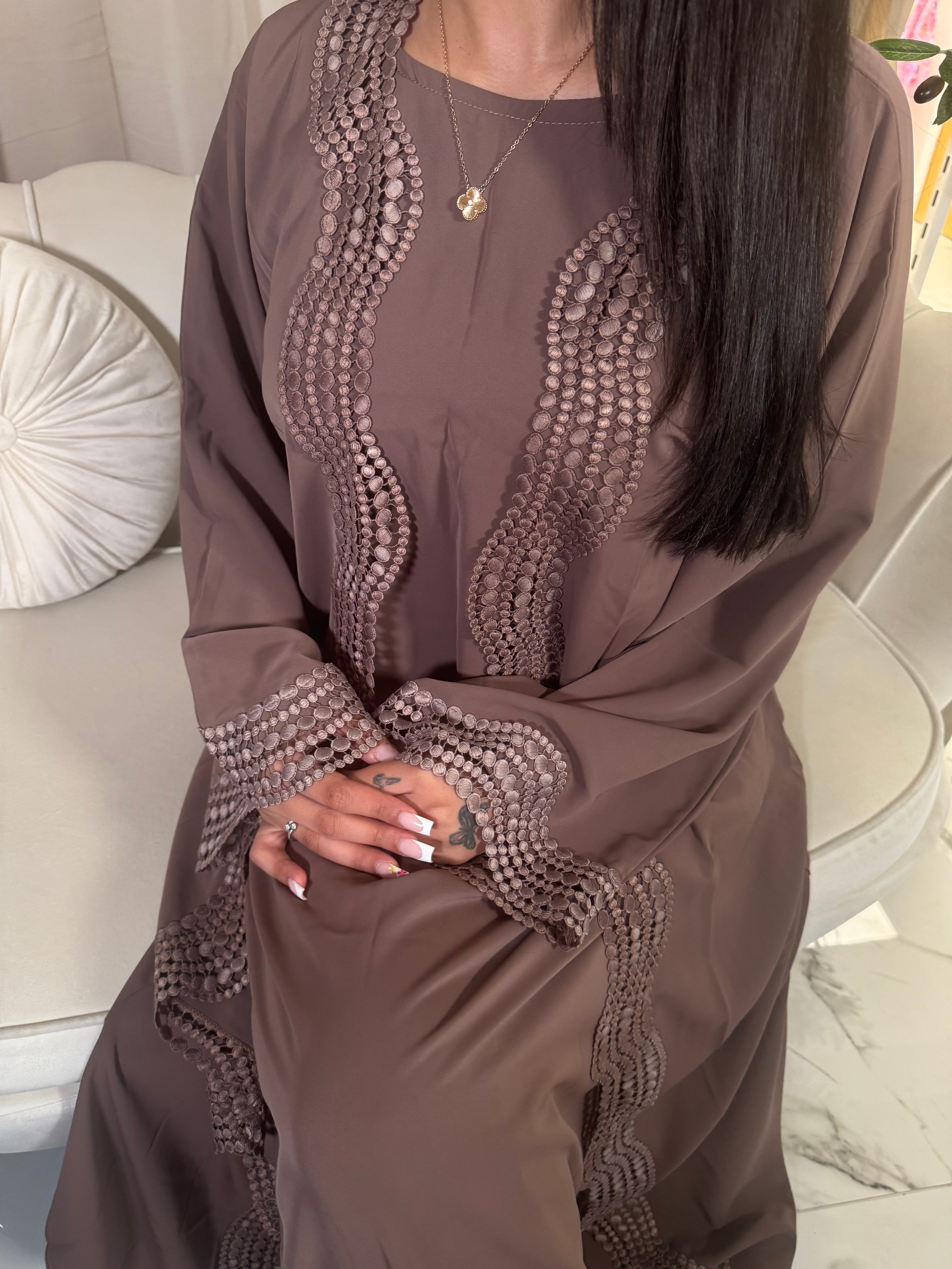 Brown 3 Piece Abaya