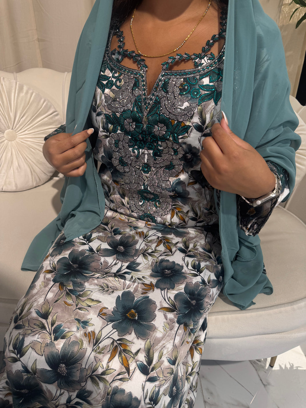 Turquoise Cut Out Makhawer& Sheila