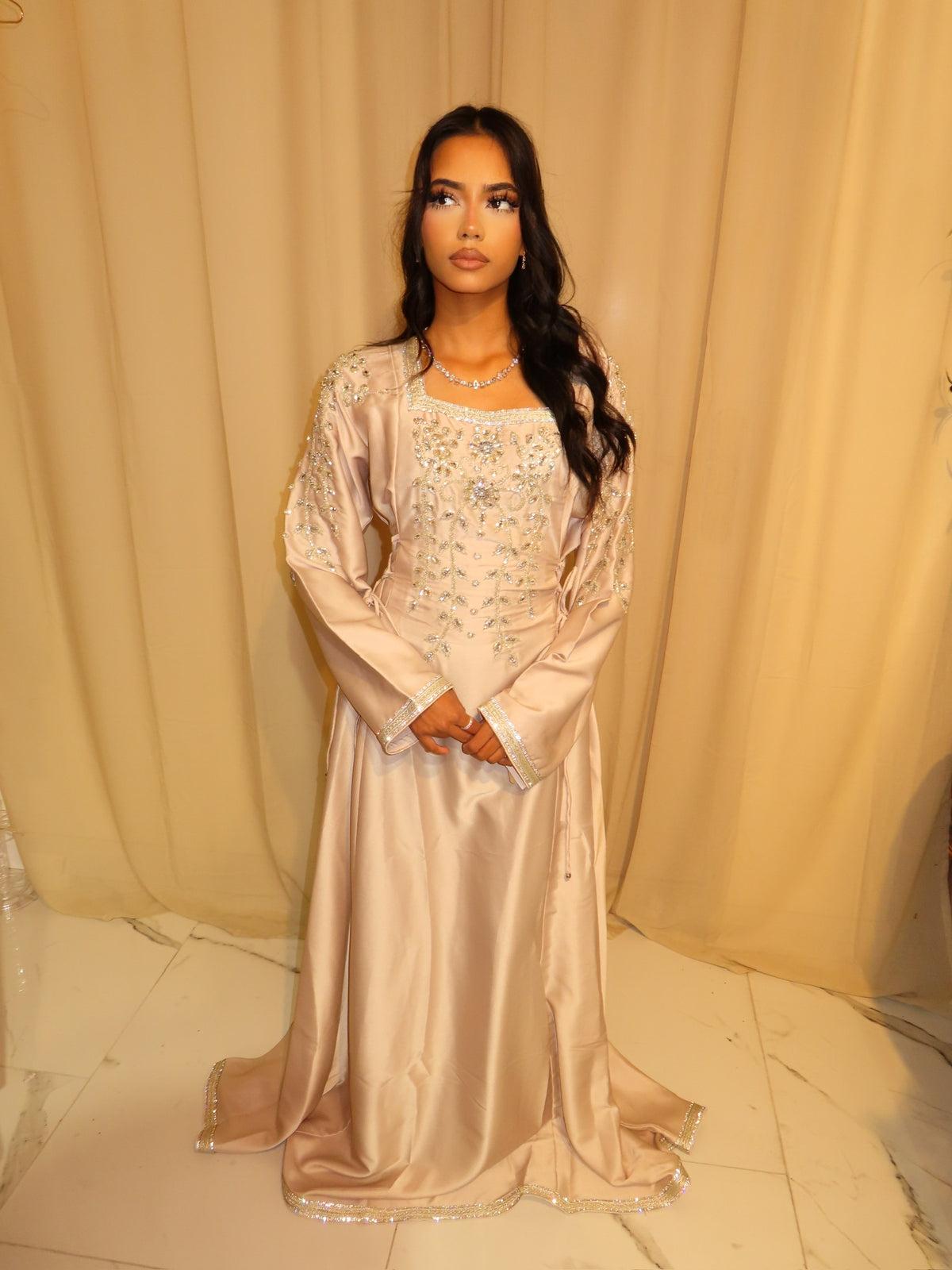 VIP Nude Pink Corset Emirati Dress