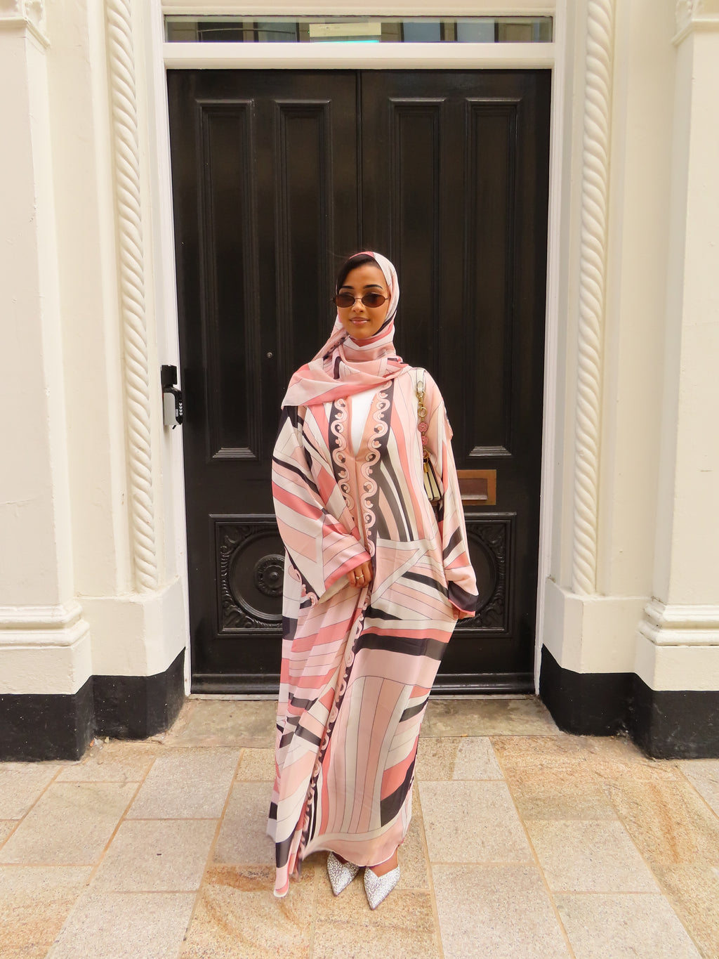 Blush Abstract Double Chiffon Abaya & Hijab