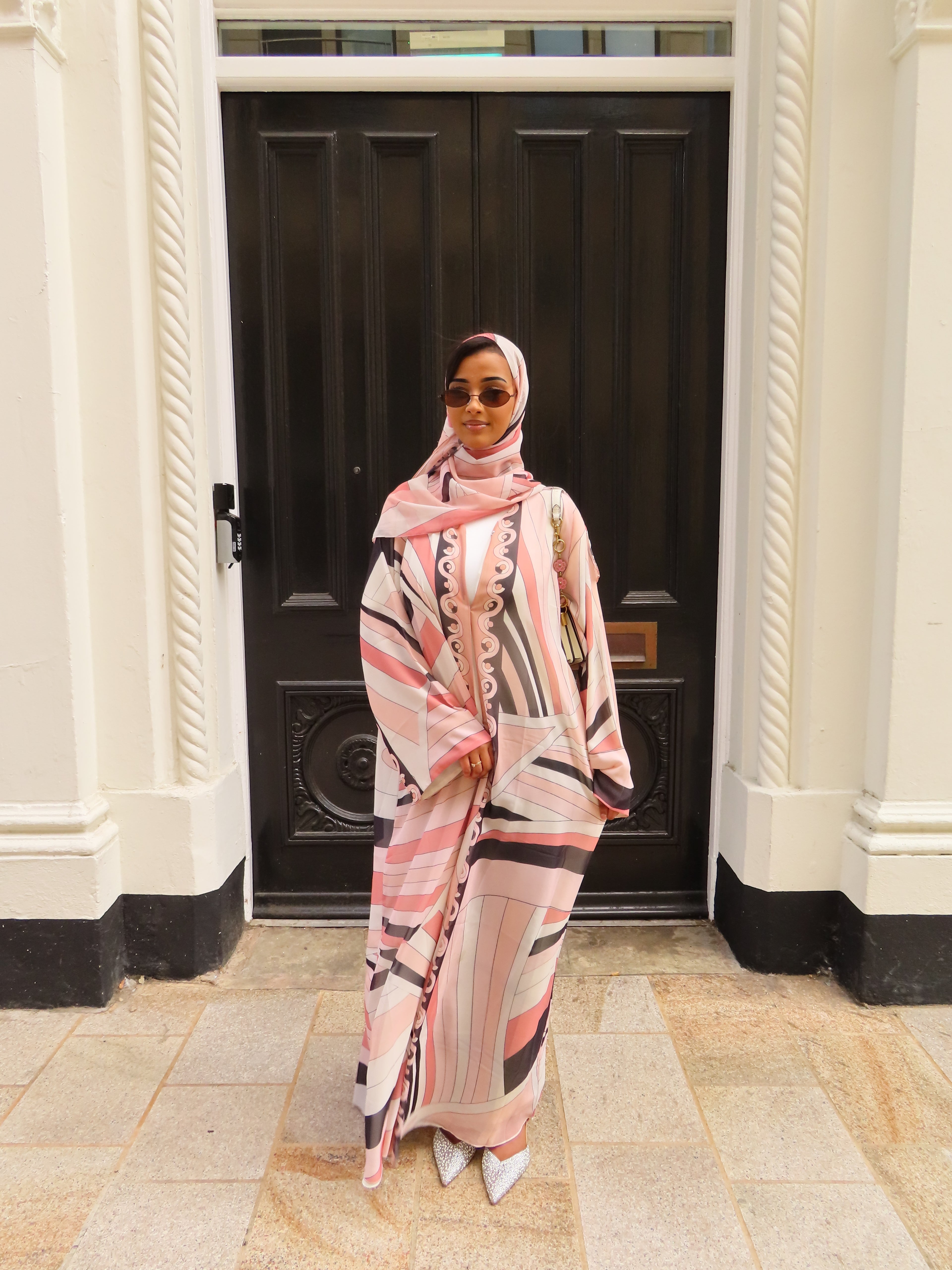 Blush Abstract Double Chiffon Abaya & Hijab