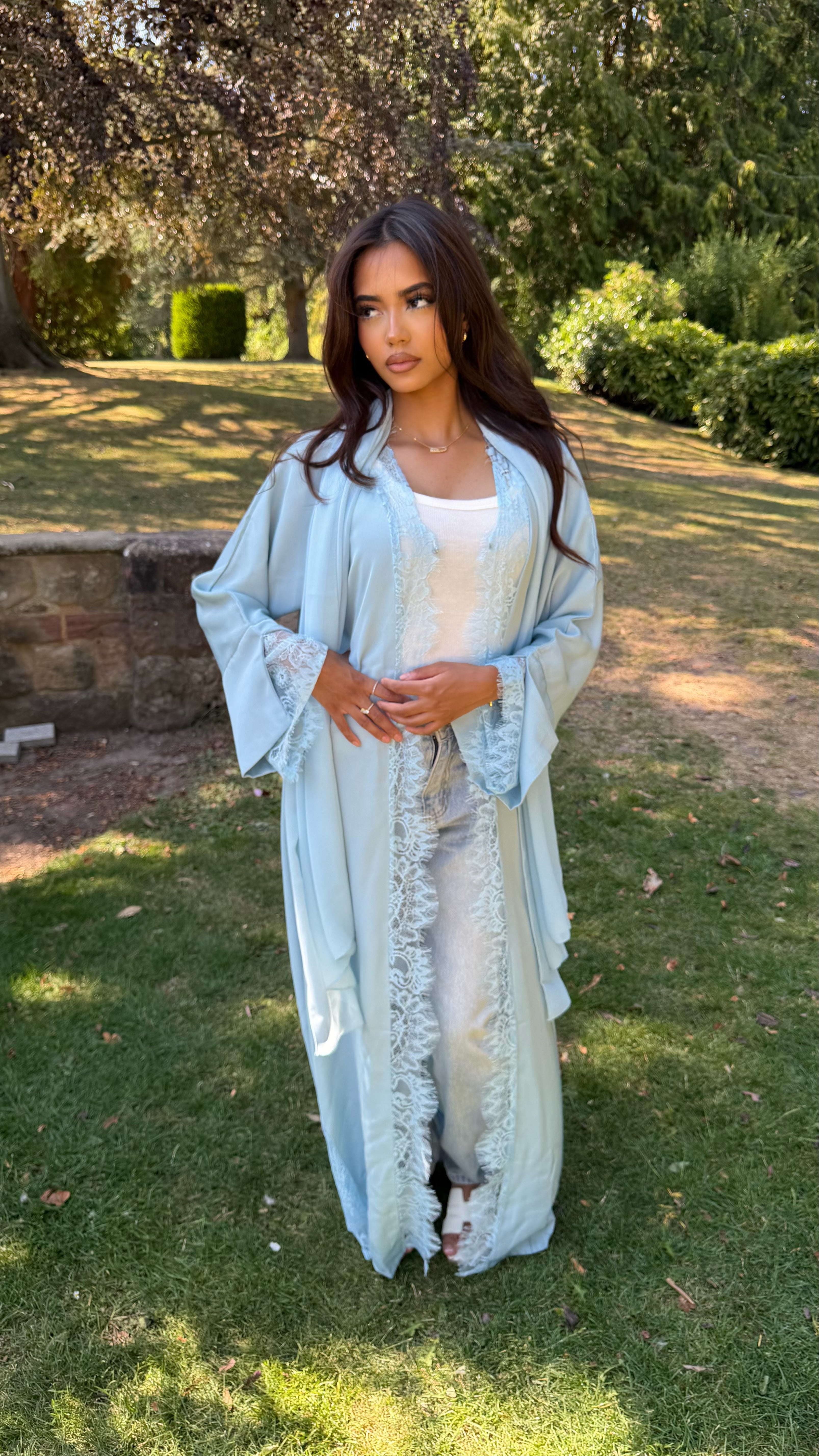 Baby Blue Lace Abaya
