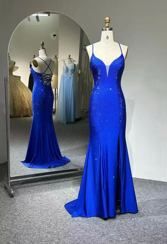 Blue rhinestone dress