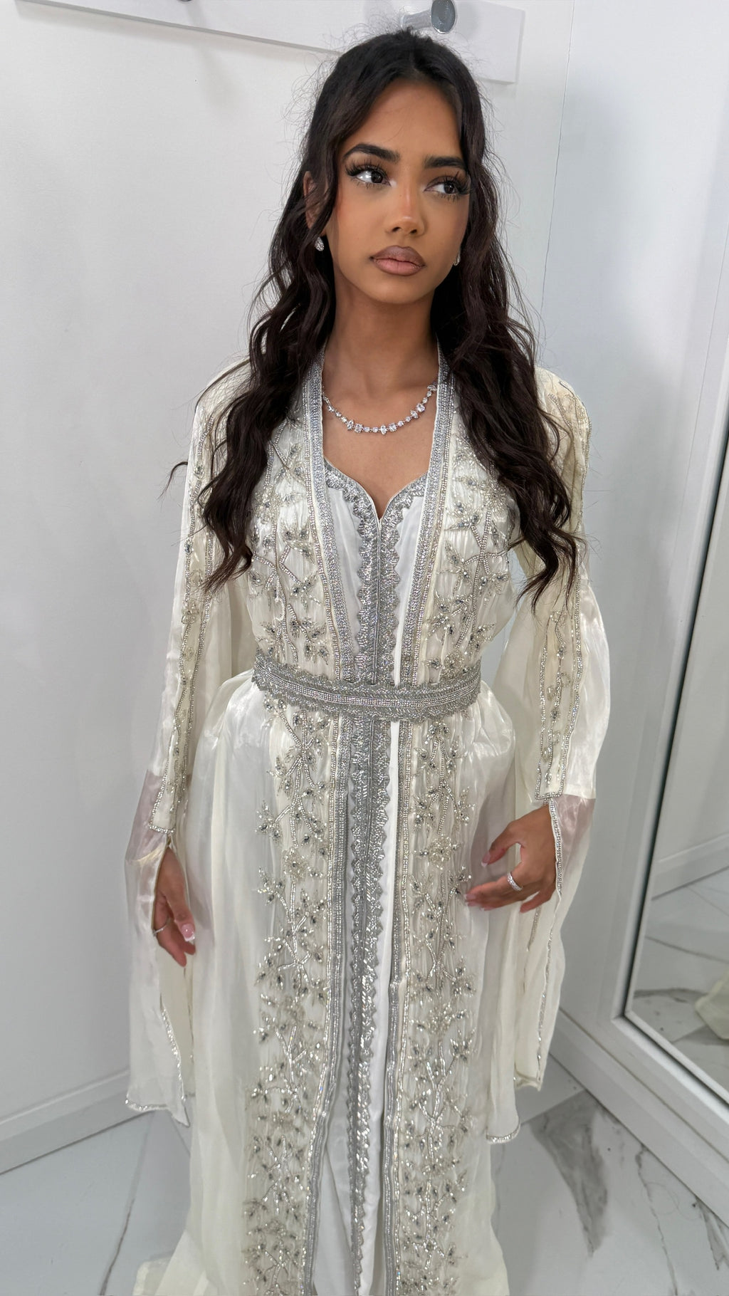 Off-White Organza Emirati Kaftan