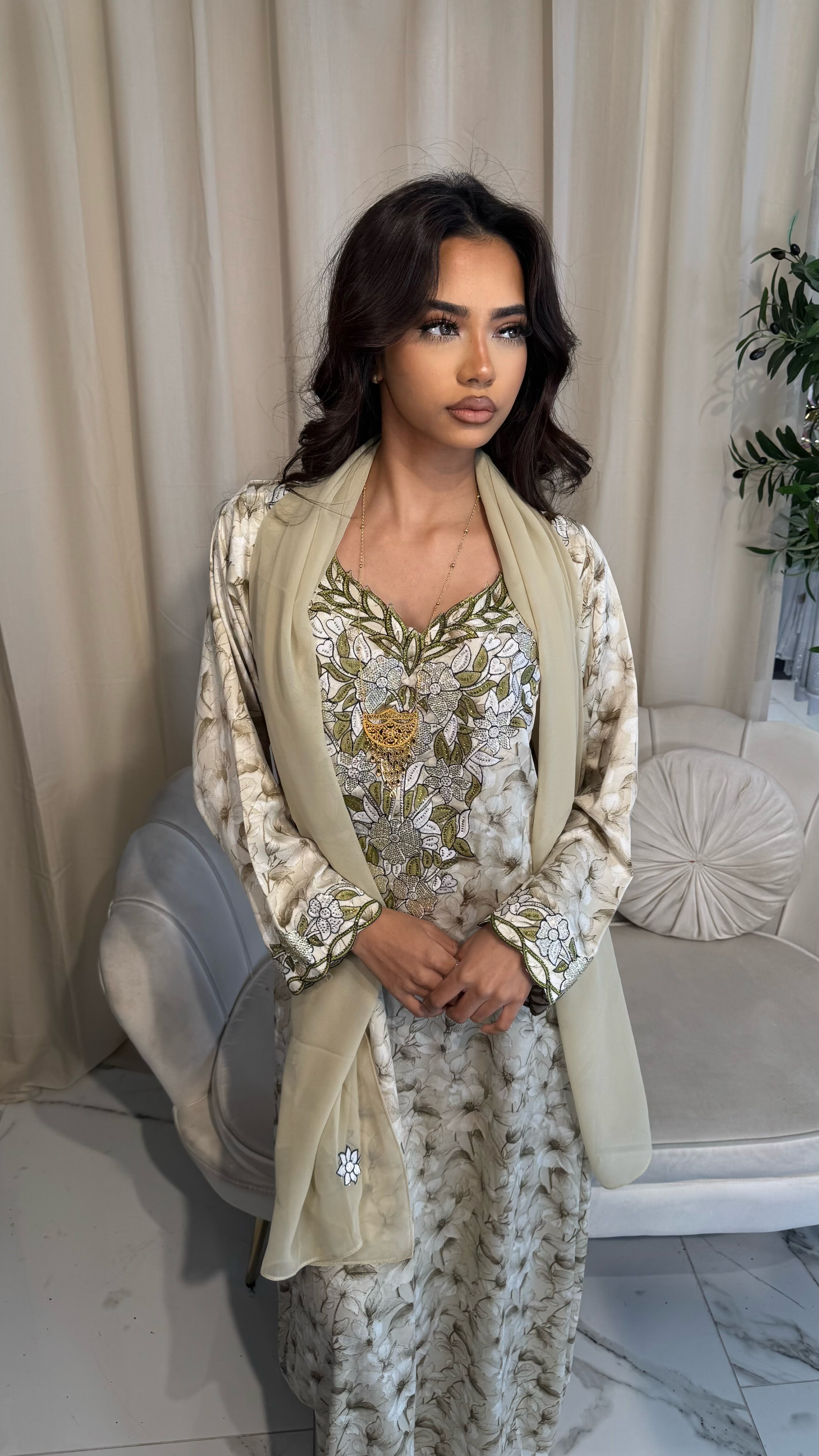 Champagne & Olive Green Makhawer Sheila