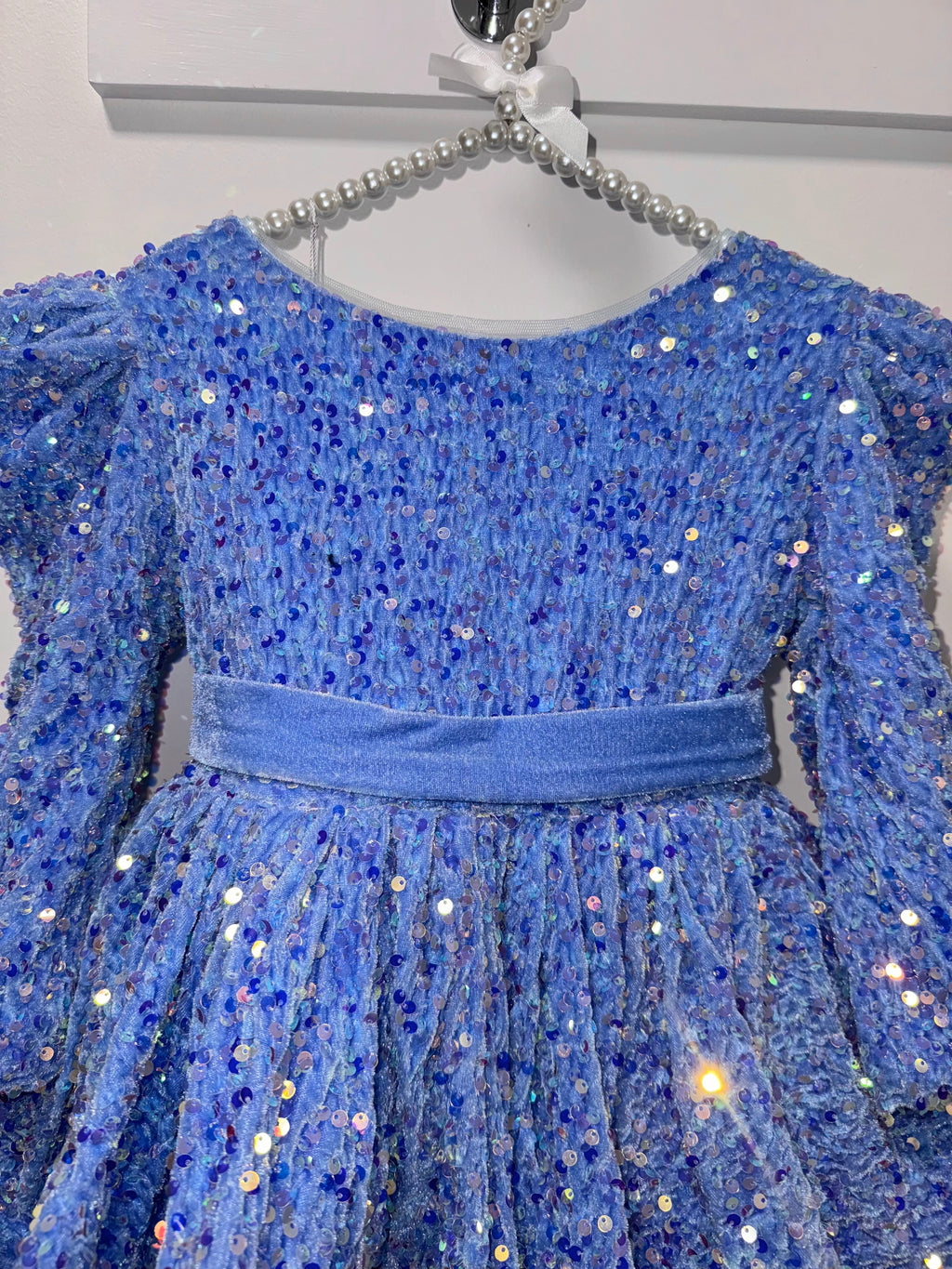 Blue velour sequin dress