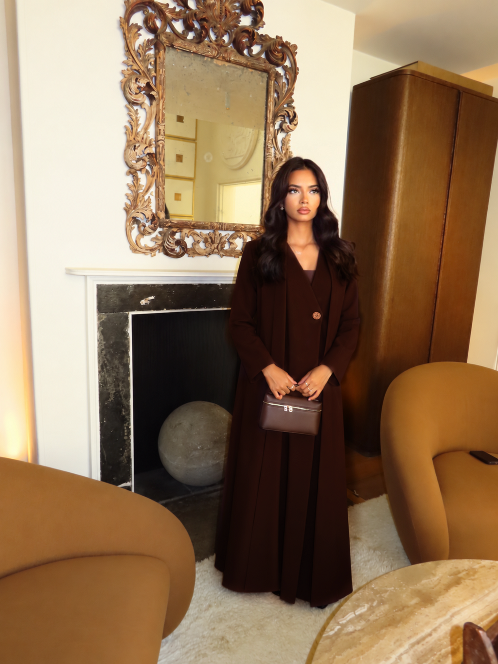 Darkest Brown Abaya Coat & Hijab