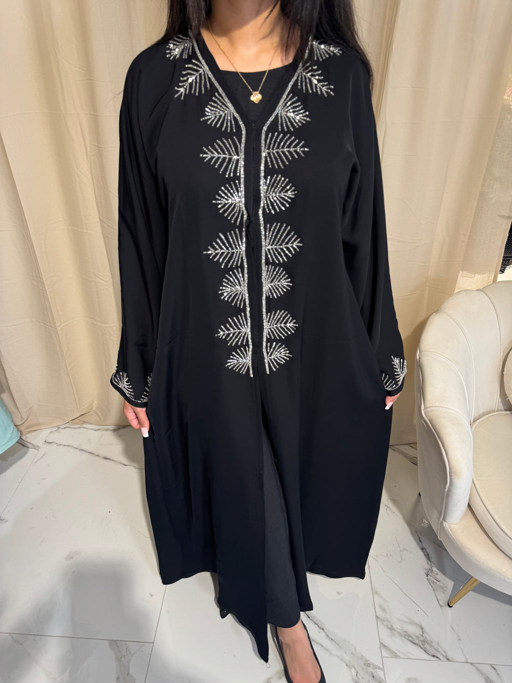 Silver Bead Abaya