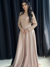 Load image into Gallery viewer, Embellished Gold Satin Dress
