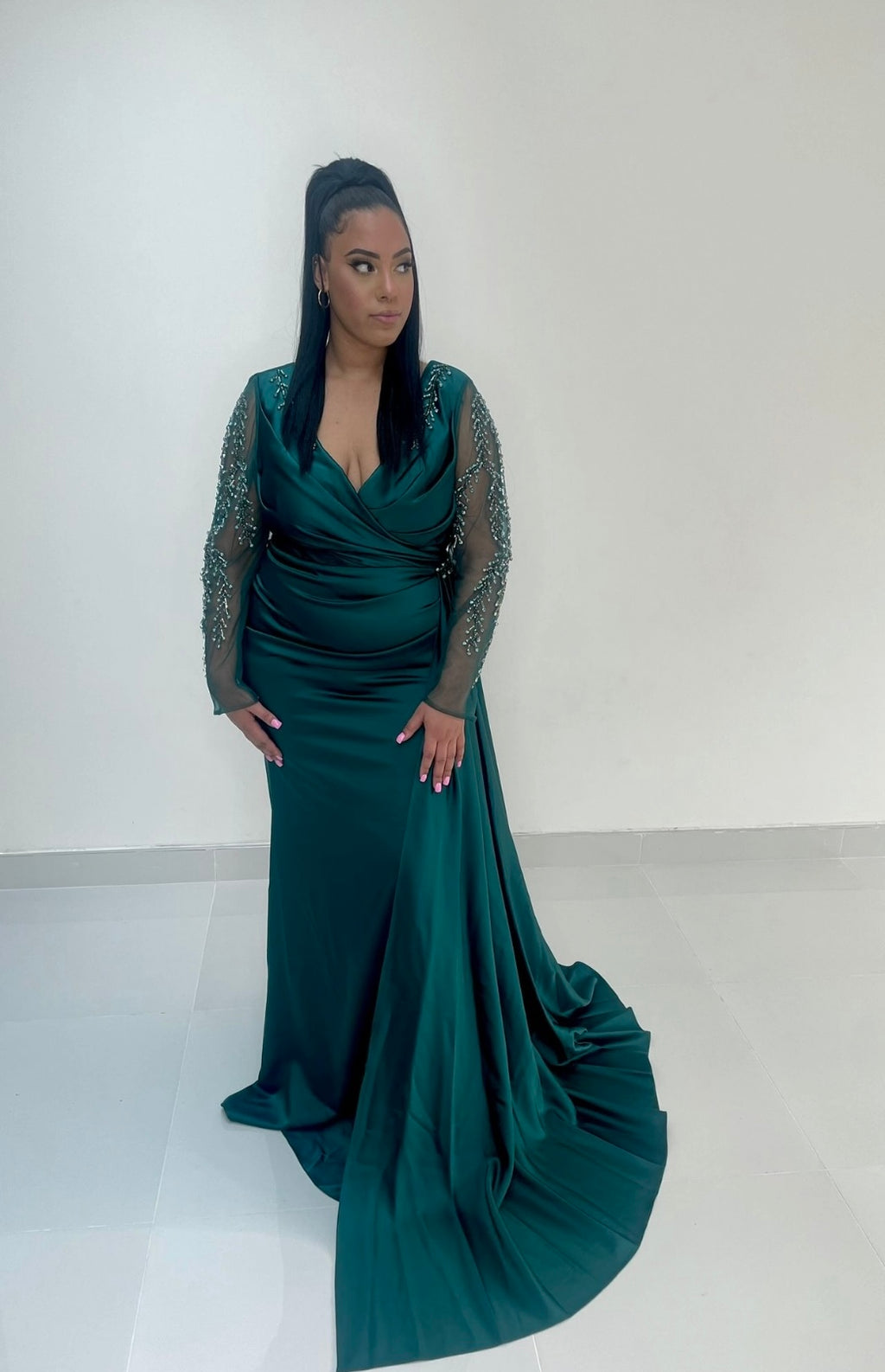 Long sleeve satin Dress