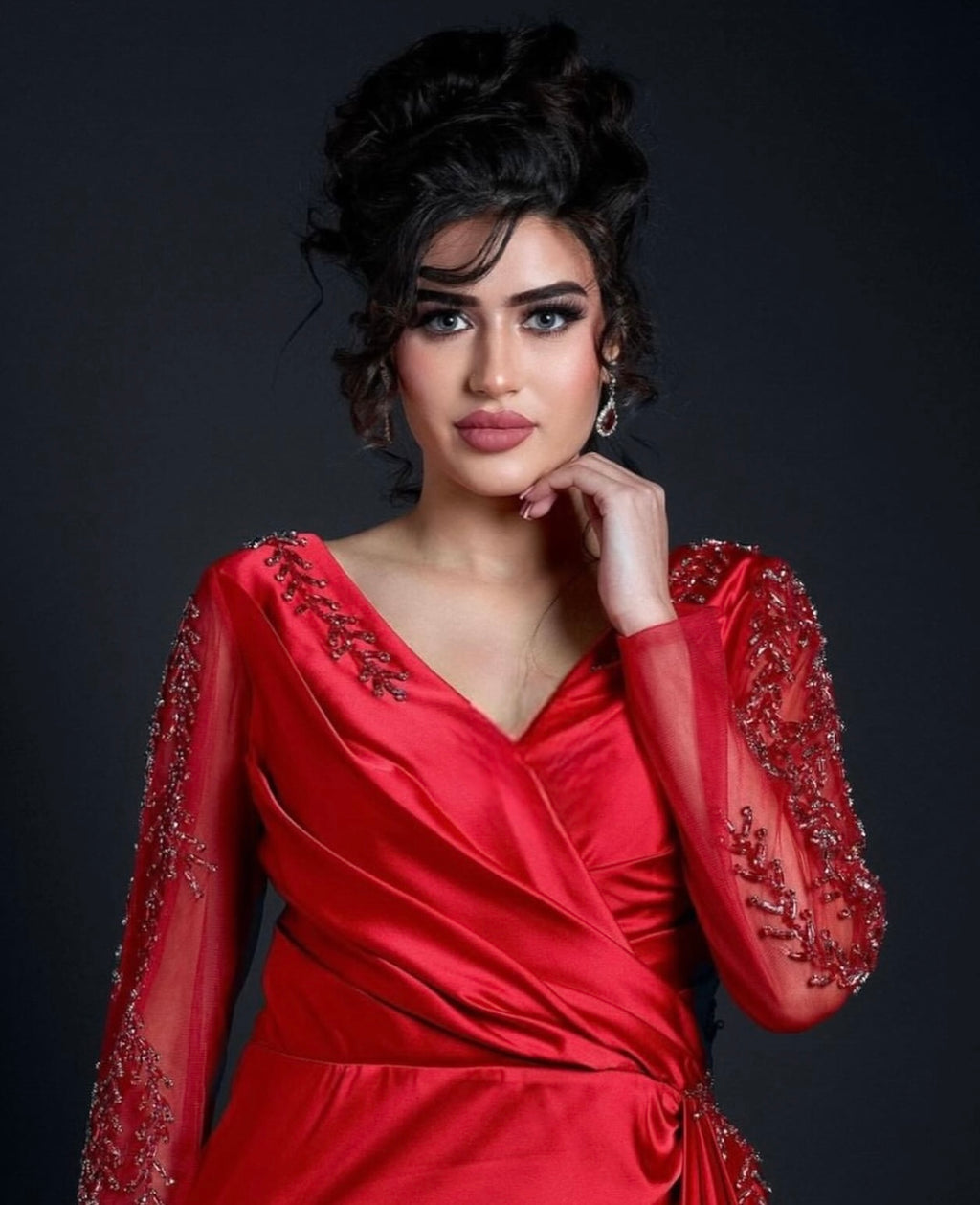 Long sleeve satin Dress