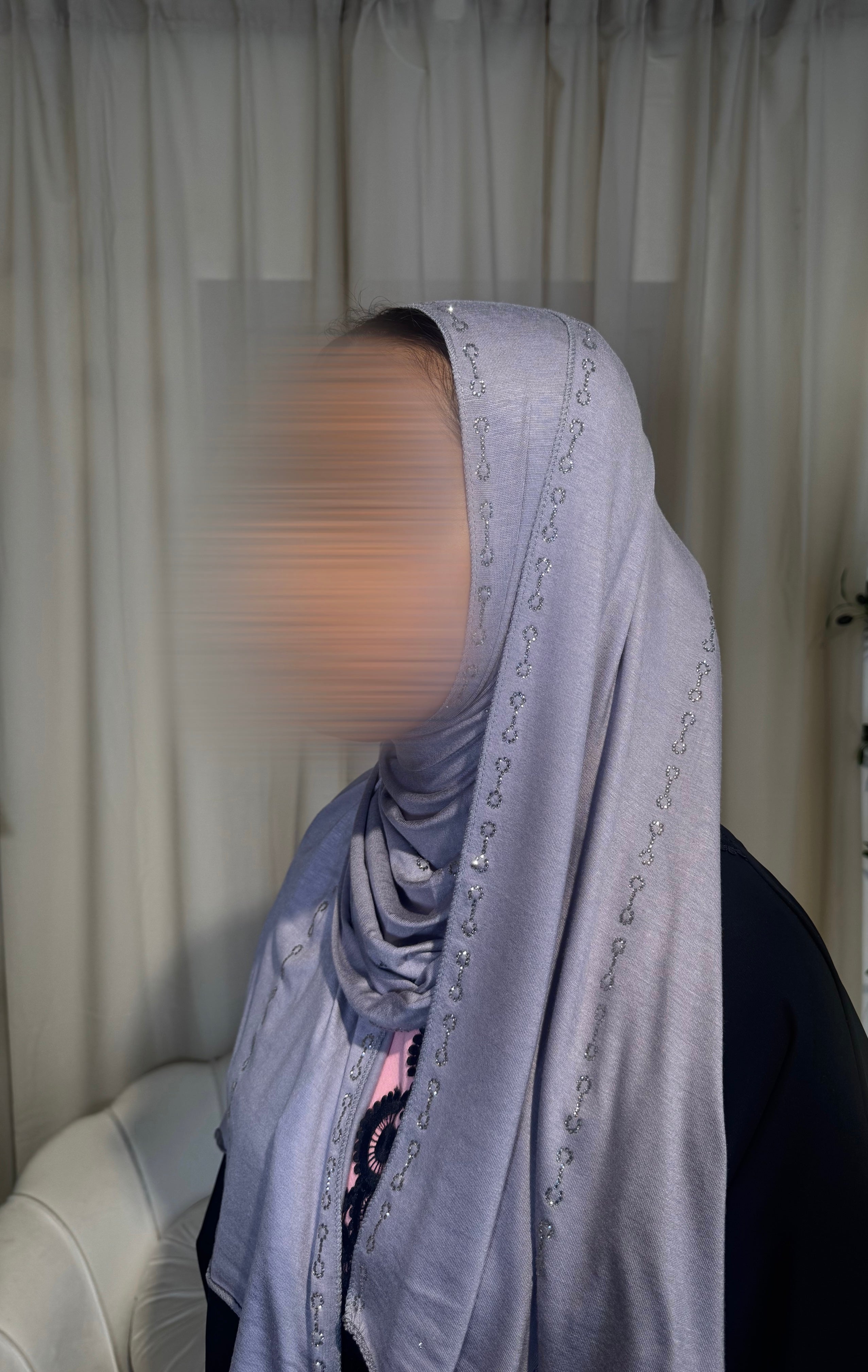 Premium Light Grey Jersey Embellished Hijab