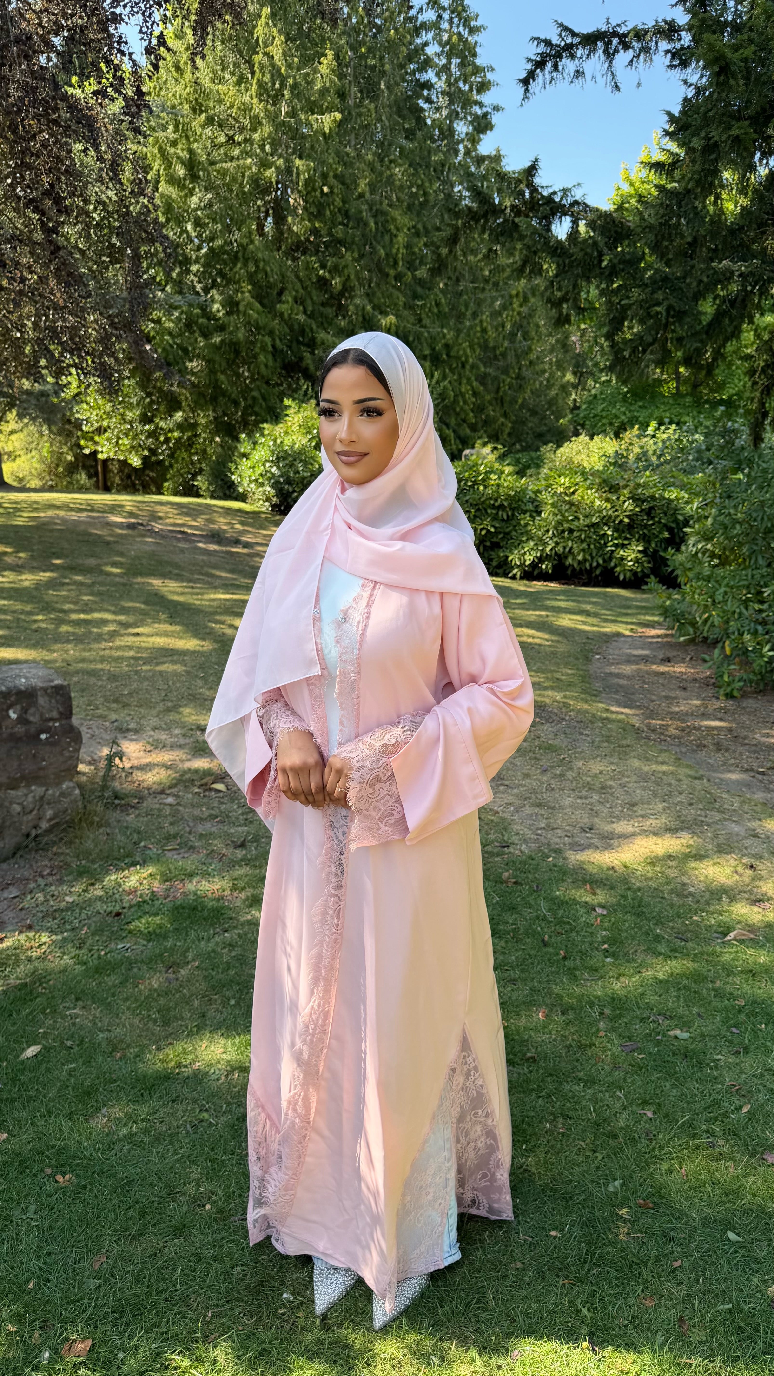 Baby Pink Lace Abaya
