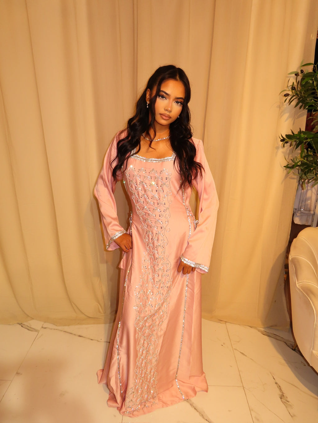 VIP Pink Corset Emirati Dress